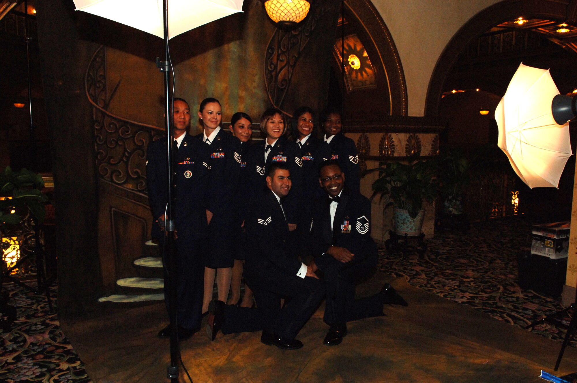 Air Reserve Team Members get their picture taken during the ball.  A professional photographer was available to take pictures. (U.S. Air Force photo by Tech. Sgt. J. LaVoie)