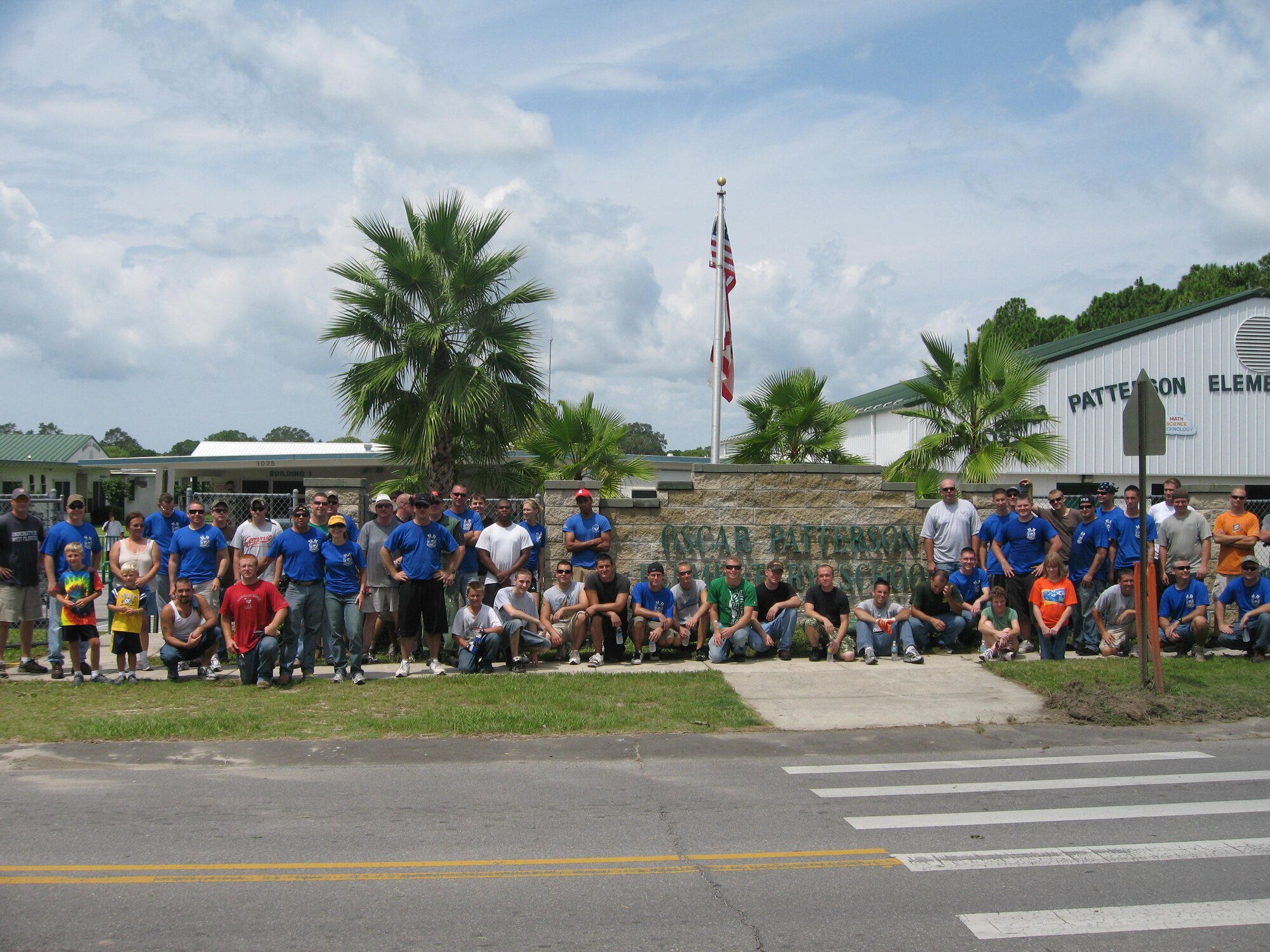 Volunteers from the 95th Aircraft Maintenance Unit gathered to help clean up Oscar Patterson Elementary for them to open their doors on time for the school year.  (Courtesy photo)