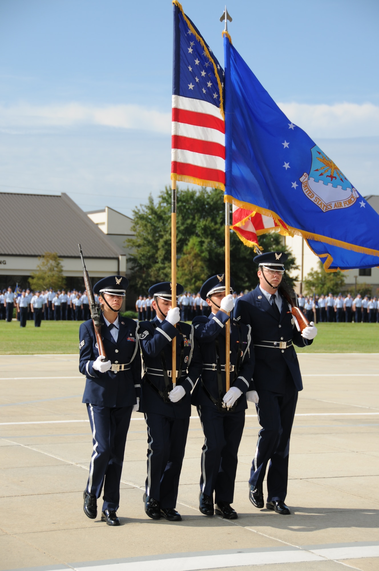 The honor guard presented the colors at the 2nd Air Force change-of-command ceremony Sept. 9.  (U.S. Air Force photo by Kemberly Groue)