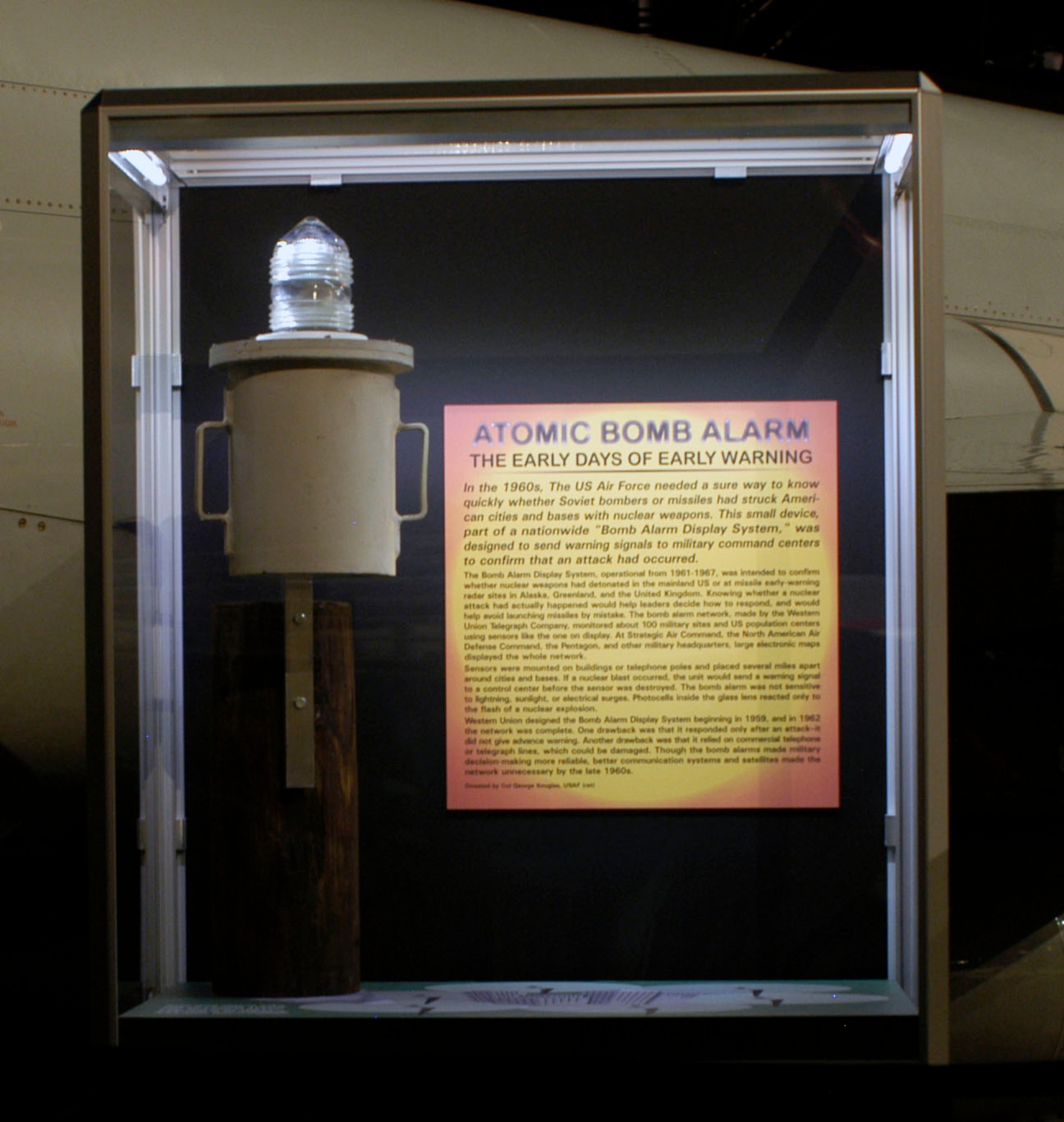 DAYTON, Ohio -- Atomic Bomb Alarm exhibit in the Cold War Gallery at the National Museum of the U.S. Air Force. (U.S. Air Force photo)