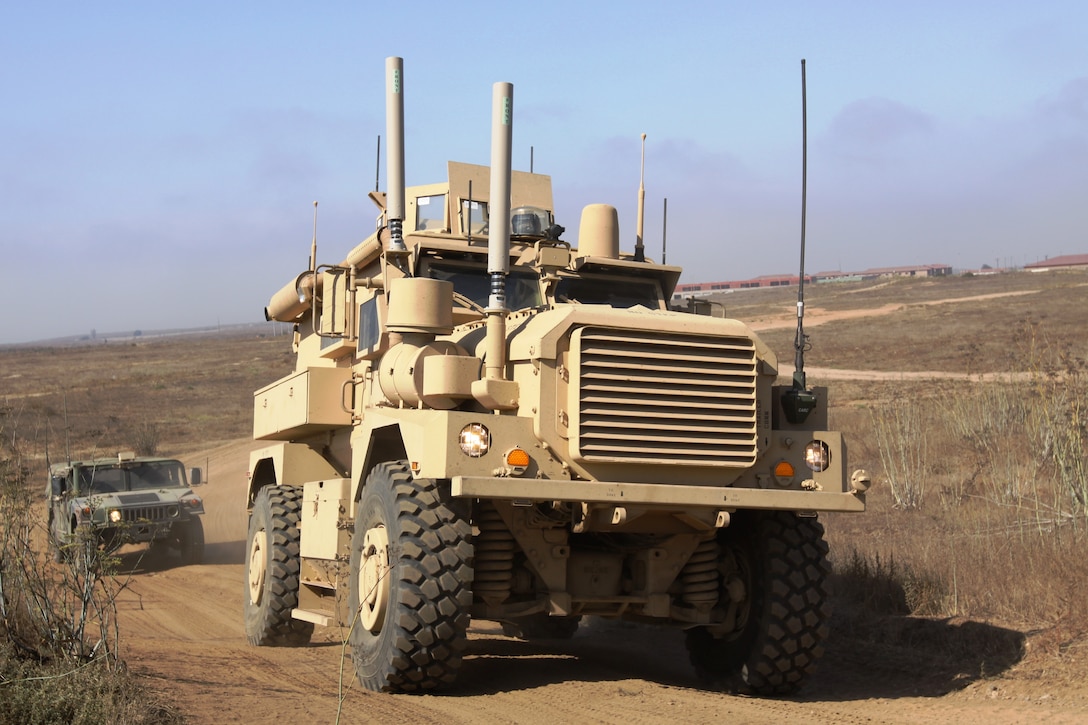 The first Mobile Modular Command and Control vehicle, or M2C2, completes its final rounds of integration testing at the Marine Corps Tactical Systems Support Activity at Camp Pendleton Sept. 23, just days before testing officials announced combat readiness.