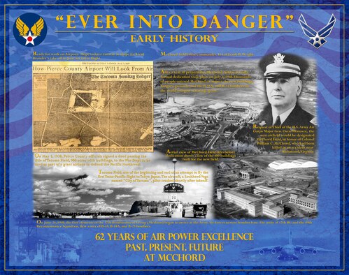 Historical poster depicting McChord's early history. (U.S. Air Force Graphic/Adamarie Lewis-Paige)