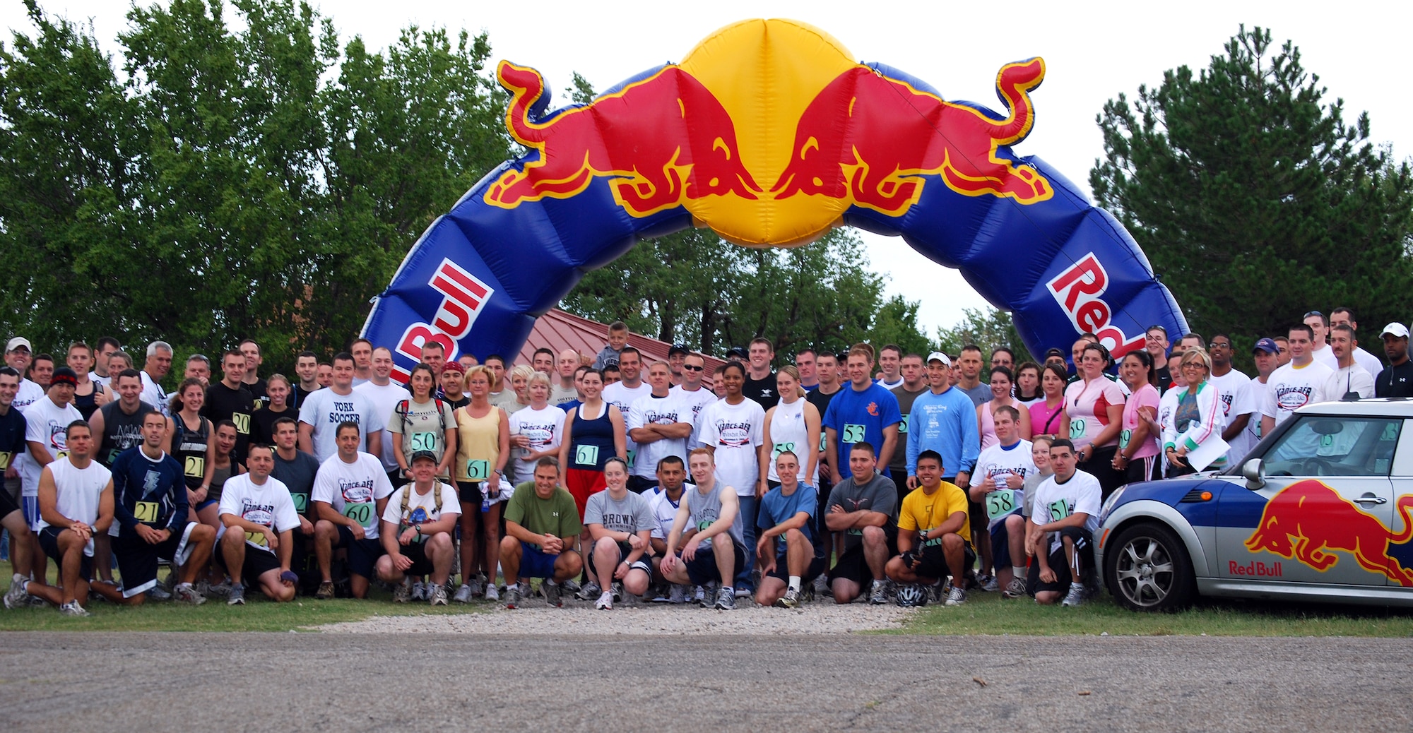 Participants in the 2009 Adventure Race line up before the 9 a.m. start at the base park Sept. 19 at Vance AFB, Okla. The race included a run, rafting and bicycle riding. (Photo by Ashley M.D. Murphy)