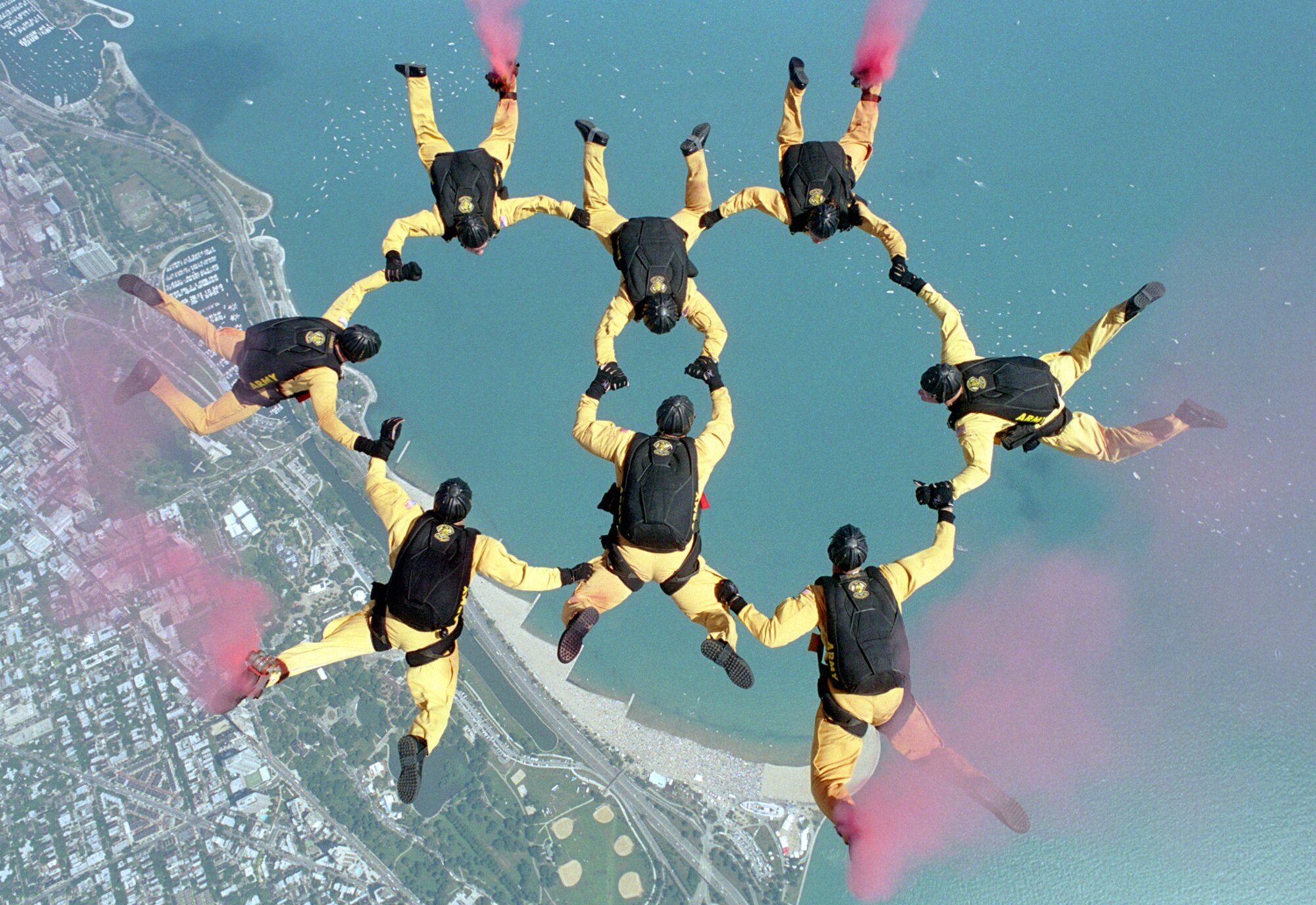 The Army Golden Kinghts perform an aerial demonstration. The Golden Knights will headline the Flight Test Nation Air Show and Open House Oct. 17. (Courtesy photo)