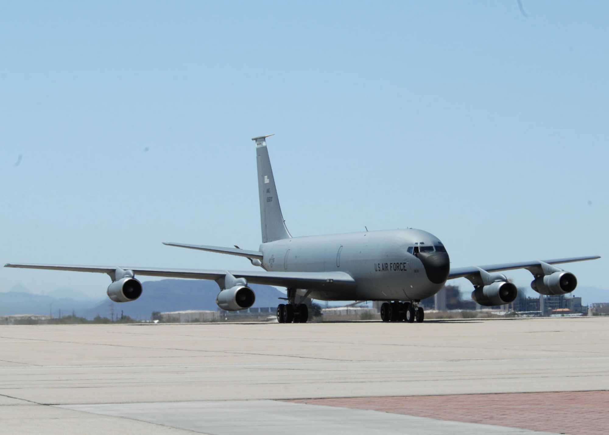 It was an historical day on the flight line at D-M Sept. 23, as the last KC-135E model touched down after its final flight. The aircraft that served the Air Force for more than 50 years will now spend its days basking in the sun in the ‘Boneyard’ and providing much needed parts to the rest of the fleet. (U.S. Air Force photo by Airman Jerilyn Quintanilla)