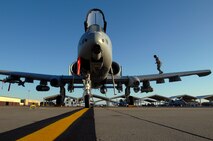 WHITEMAN AIR FORCE BASE, Mo. - Airman Jill Hallandsworth, 442nd Fighter Wing crew chief, performs a pre-flight inspection on an A-10 Thunderbolt II prior to take off, Sept. 25. Crew chiefs with the 442nd FW maintain a vast fleet of 27 A-10 Aircraft keeping each jet prepared for any mission at a moment's notice. (U.S. Air Force photo/Senior Airman Kenny Holston) 