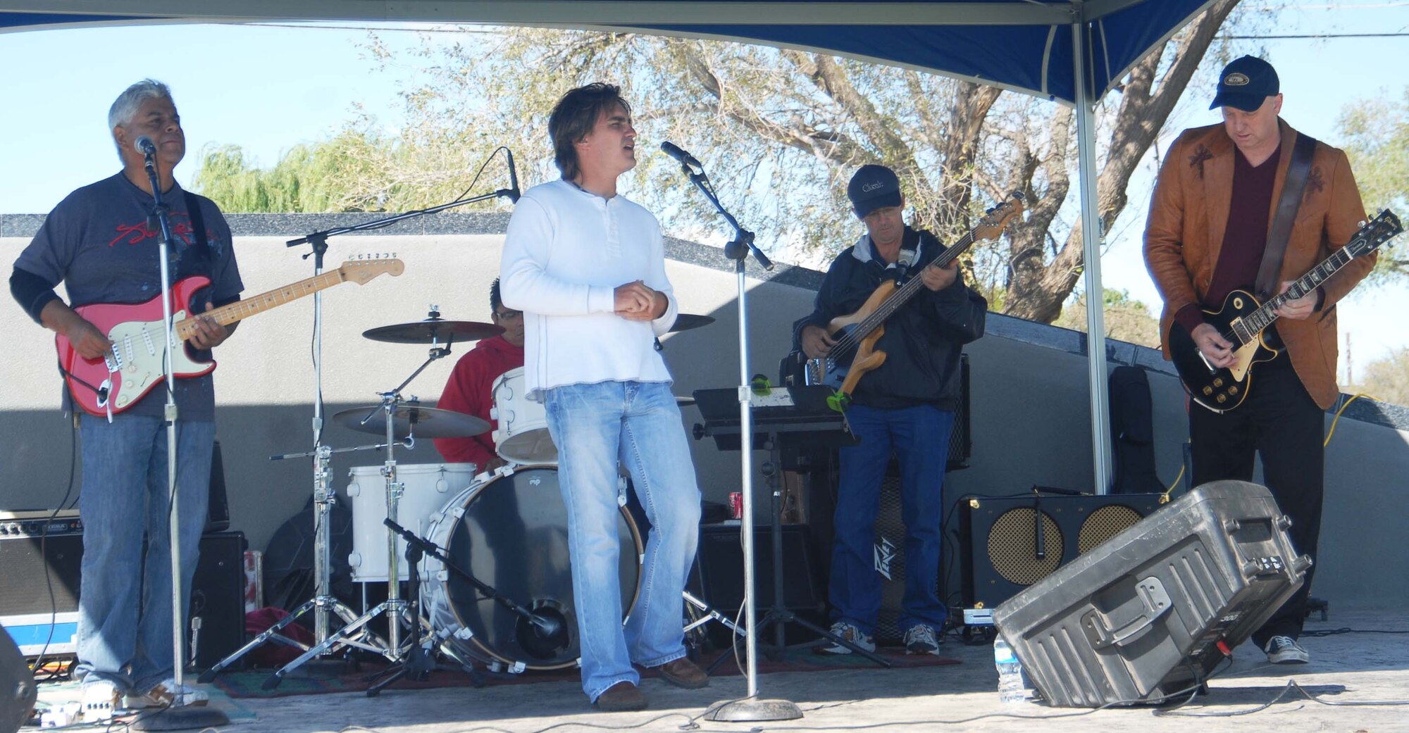 ALTUS AIR FORCE BASE, Okla. - The Biscuit Heads perform at the post Unit Compliance Inspection Barbecue Sept. 22 at Wings of Freedom Park. The band played rock songs for the Airmen, base personnel, and their families. (U.S. Air Force photo/Airman 1st Class Christopher A. Arnold)
