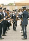 The Air Force Honor Guard Drill Team performs Sept. 18 at the Air Force Basic Military Training Reception Center at Lackland Air Force Base, Texas. The Drill Team is the traveling component inspiring Air Force awareness among military and civilian audiences by performing a complex drill routine. (U.S. Air Force photo/Robbin Cresswell)