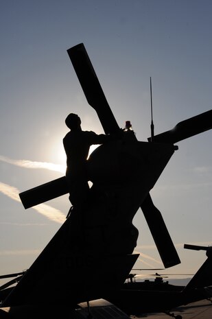 Staff  Sgt. Alan Rydman, flight engineer, 34th Weapons Squadron, United States Air Force Weapons School, Nellis Air Force Base, Nev. inspects an HH-60 Pave Hawk tail rotor at Gowan Field, Idaho on Sept. 19, 2009 during the terminal employment phase of the Weapons School syllabus. The "T.E." mission objective is to demonstrate and instruct HH-60 weapons employment and landing zone options to maximize weapons effectiveness and quickly recover survivors. 

(U.S. Air Force photo/ Master Sgt. Kevin J. Gruenwald) released






 





















  












 











































  












 

























