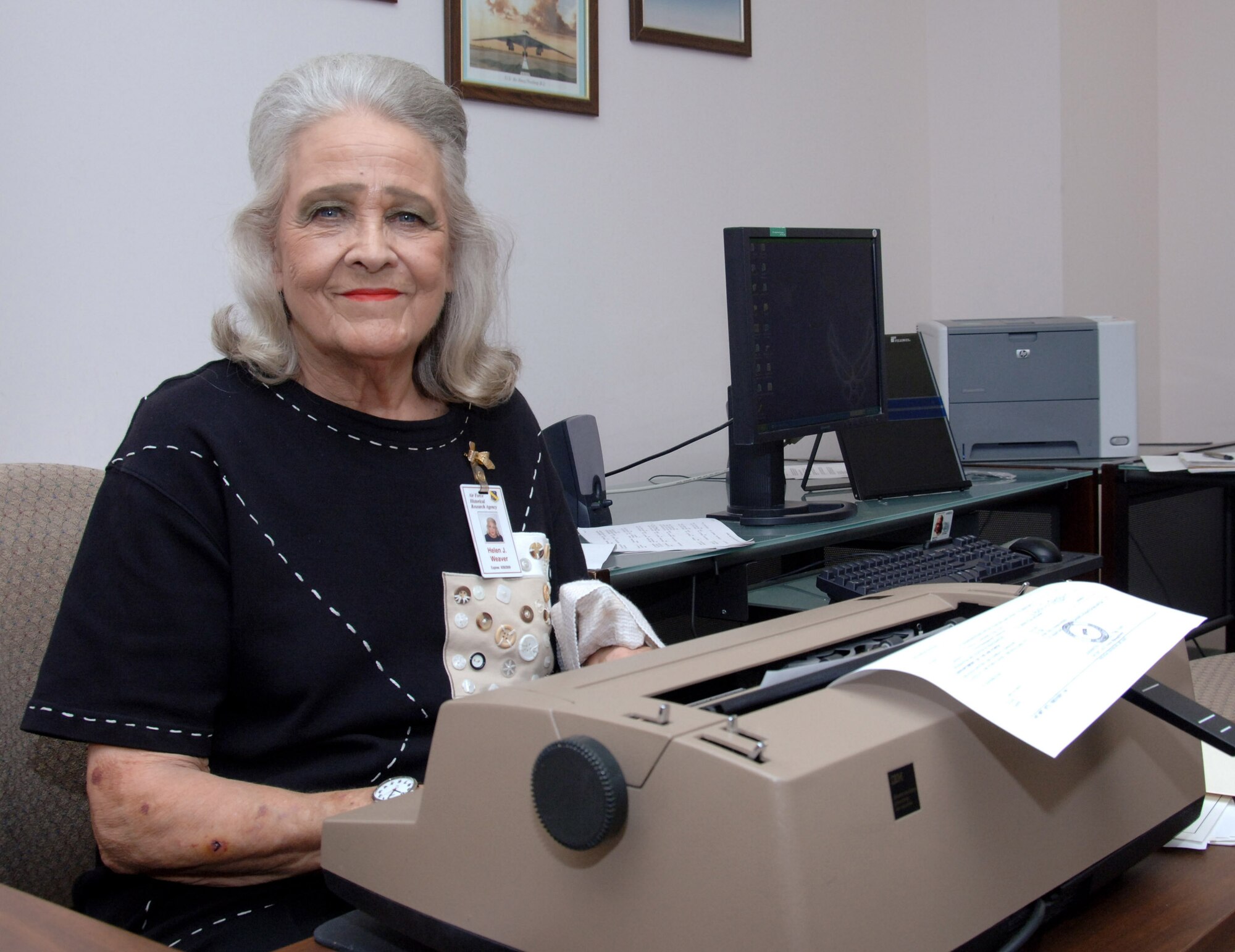 After almost 52 years of government service, 37 of them at the Air Force Historical Research Agency, Helen Weaver will retire Oct. 2. Ms. Weaver said travel is definitely going to be a part of her life after retirement. (U.S. Air Force photo/Melanie Rodgers Cox) 
