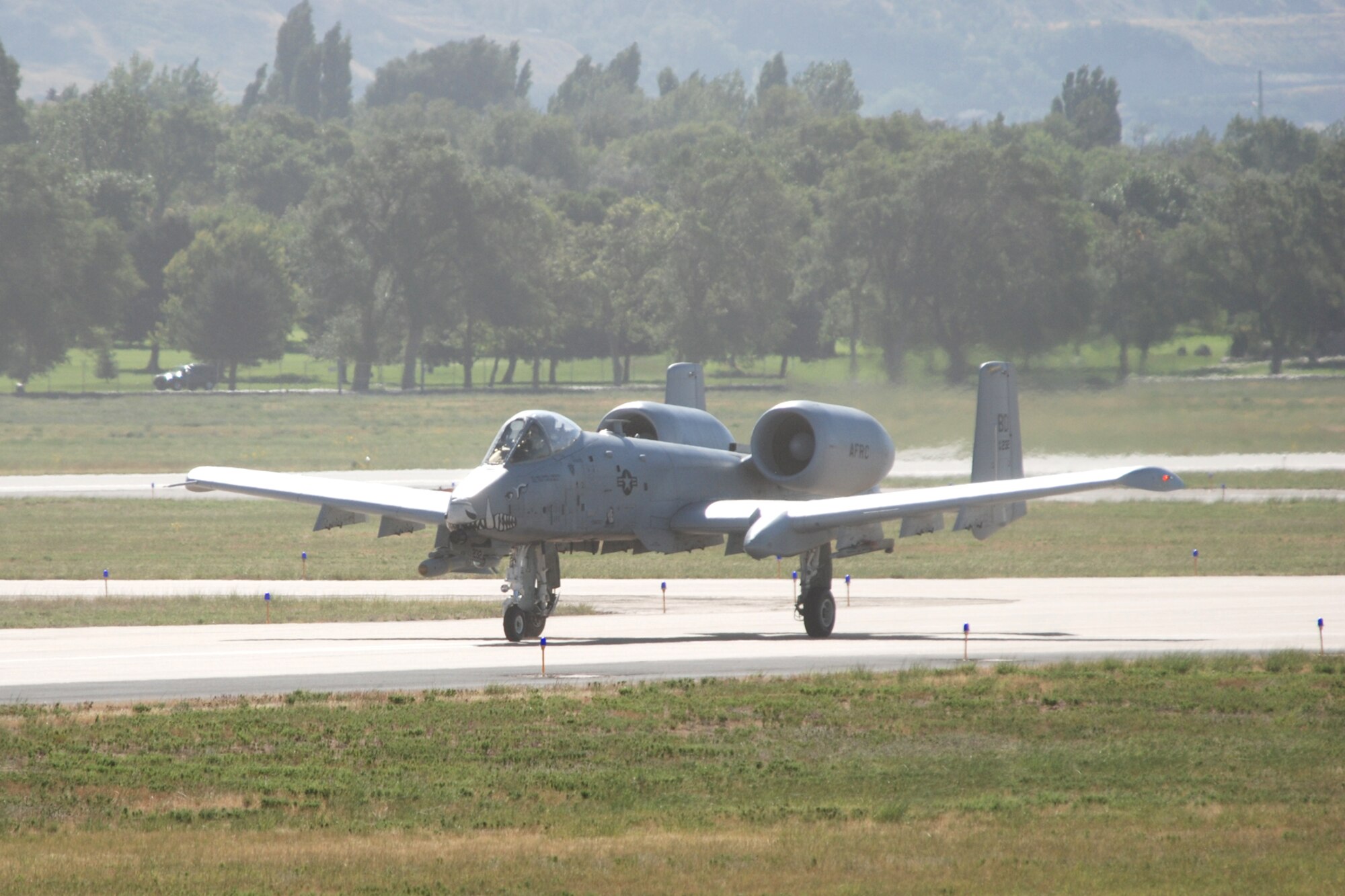 A 47th Fighter Squadron A-10 Thunderbolt II taxis after returning from a sortie at the Utah Test and Training Range in support of Patriot Rifle III, Hill Air Force Base, Utah, on September 12, 2009. More than 54 members of the 917th Wing from Barksdale Air Force Base, La., and six aircraft participated in the exercise. (U.S. Air Force photo/Master Sgt. Greg Steele)