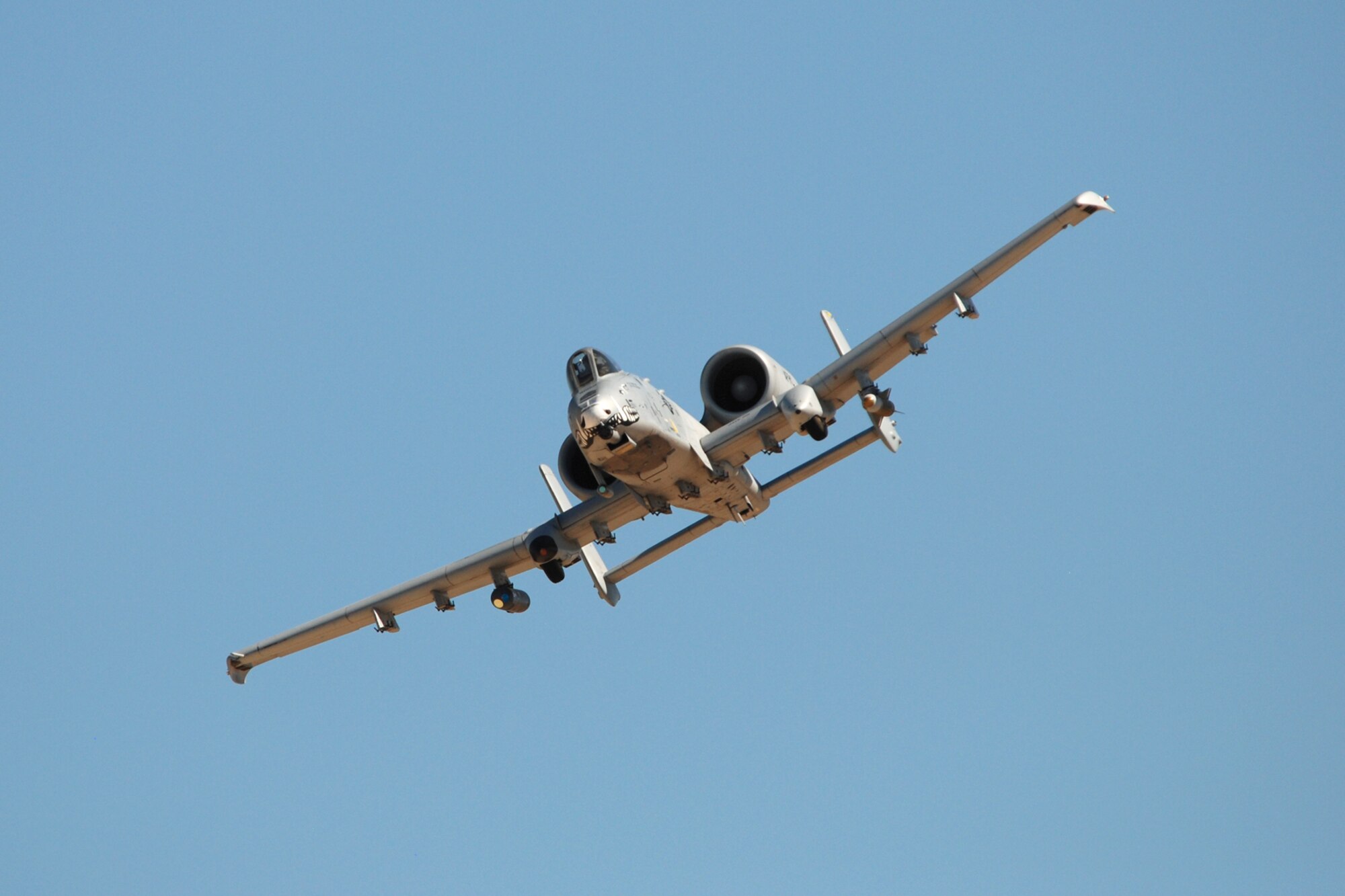 A 47th Fighter Squadron A-10 Thunderbolt II aircraft simulates a 30mm strafing attack on an enemy position at the Utah Test and Training Range in support of Patriot Rifle III, Hill Air Force Base, Utah, on September 11, 2009. More than 54 members of the 917th Wing from Barksdale Air Force Base, La., and six aircraft participated in the exercise. (U.S. Air Force photo/Master Sgt. Greg Steele)
