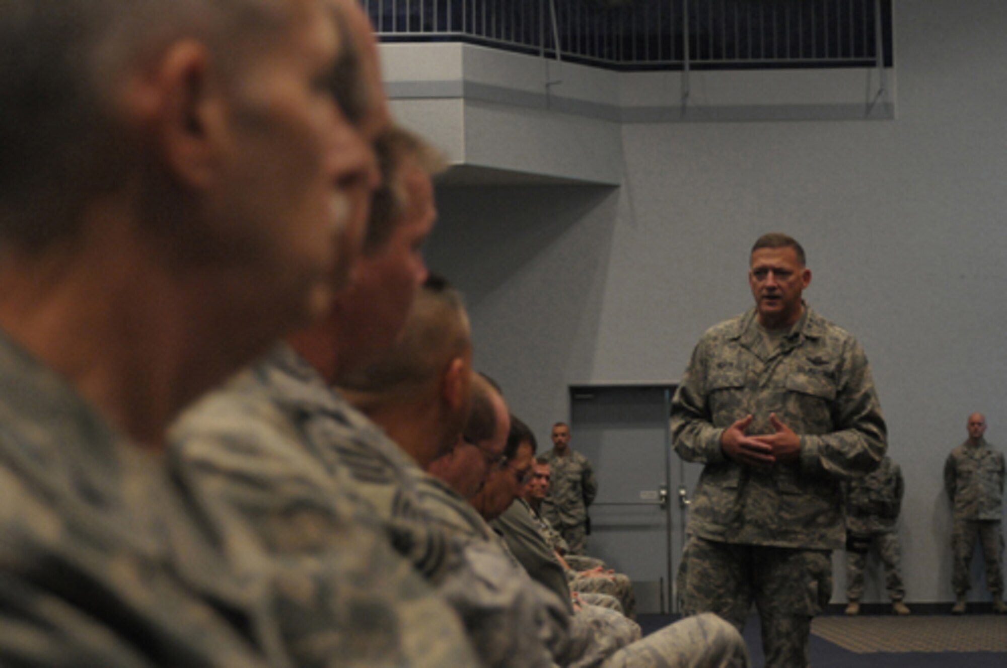 YOKOTA AIR BASE, Japan -- Gen. Gary North, Pacific Air Forces Commander, talks about his vision for the command during an Airman's Call at the Taiyo Community Center Sept. 24 during the general's first visit here since he took the reins of PACAF on Aug. 19. The general toured base facilities, hosted an Airman's Call and was the guest speaker at the base's Air Force Anniversary Ball during his visit. (U.S. Air Force photo/Airman 1st Class Sean Martin)