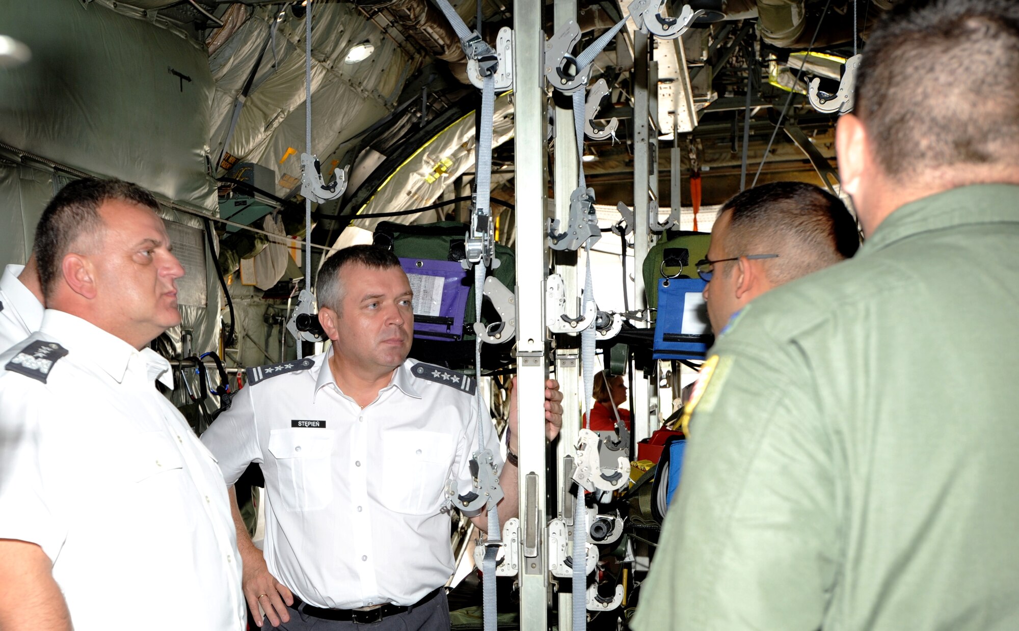 Lt. Gen. Andrzej Blasik, Poland's air force commander and others in General Blasik's group receive a tour of an aeromedically-equipped aircraft during a visit to Scott Air Force Base, Ill., on Sept. 23, 2009. (U.S. Air Force Photo/Laura McAndrews)