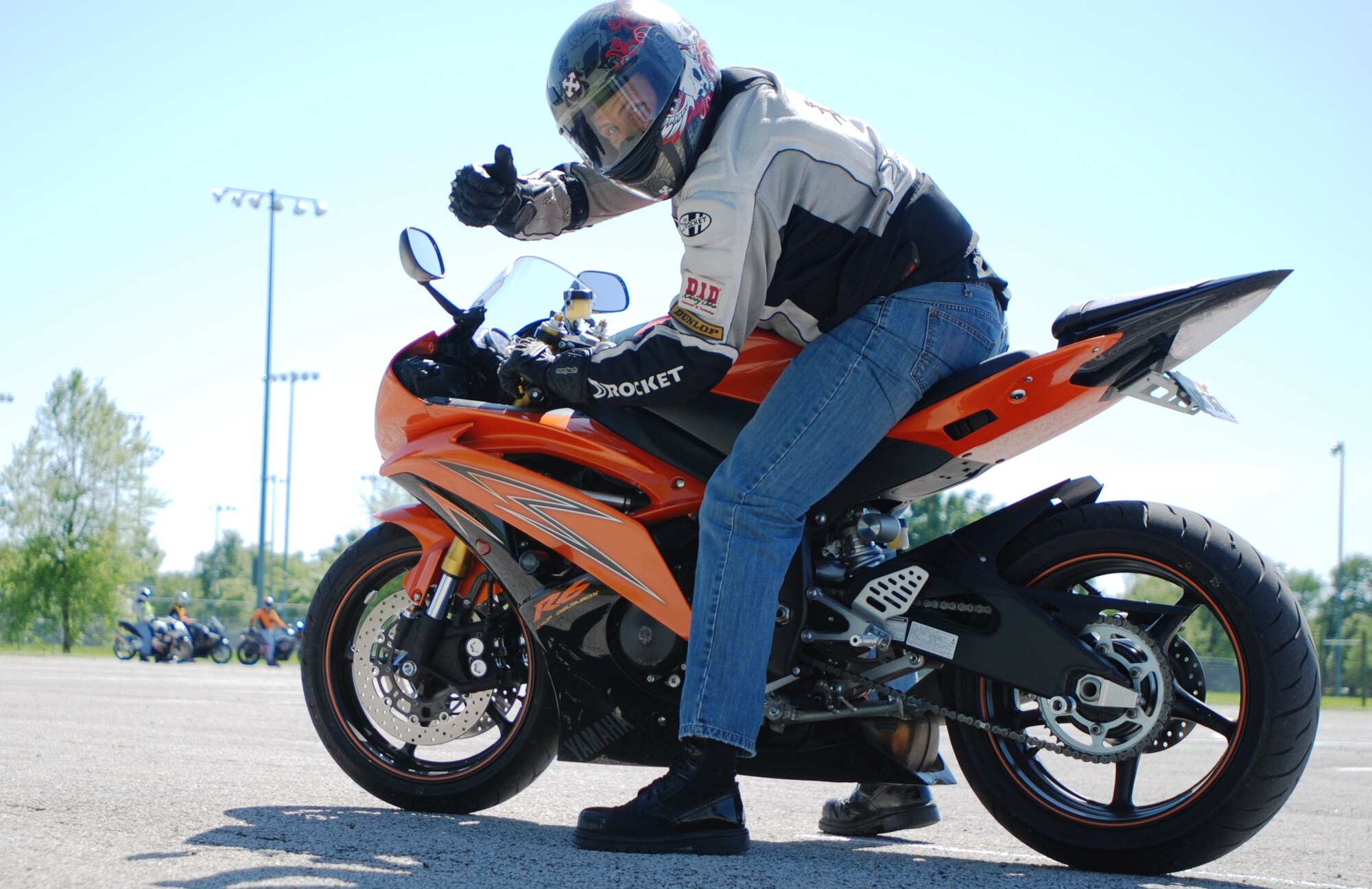 Staff Sgt. Tim Sweet participates in the AMC Sport Bike Safety course in May 2009 at Scott Air Force Base, Ill. Motorcycle safety was one of the things highlighted during Air Mobility Command's 2009 Critical Days of Summer campaign. AMC Safety officials say they achieved some success in reducing reportable mishaps during the 2009 CDS.  (U.S. Air Force Photo/Laura McAndrews)