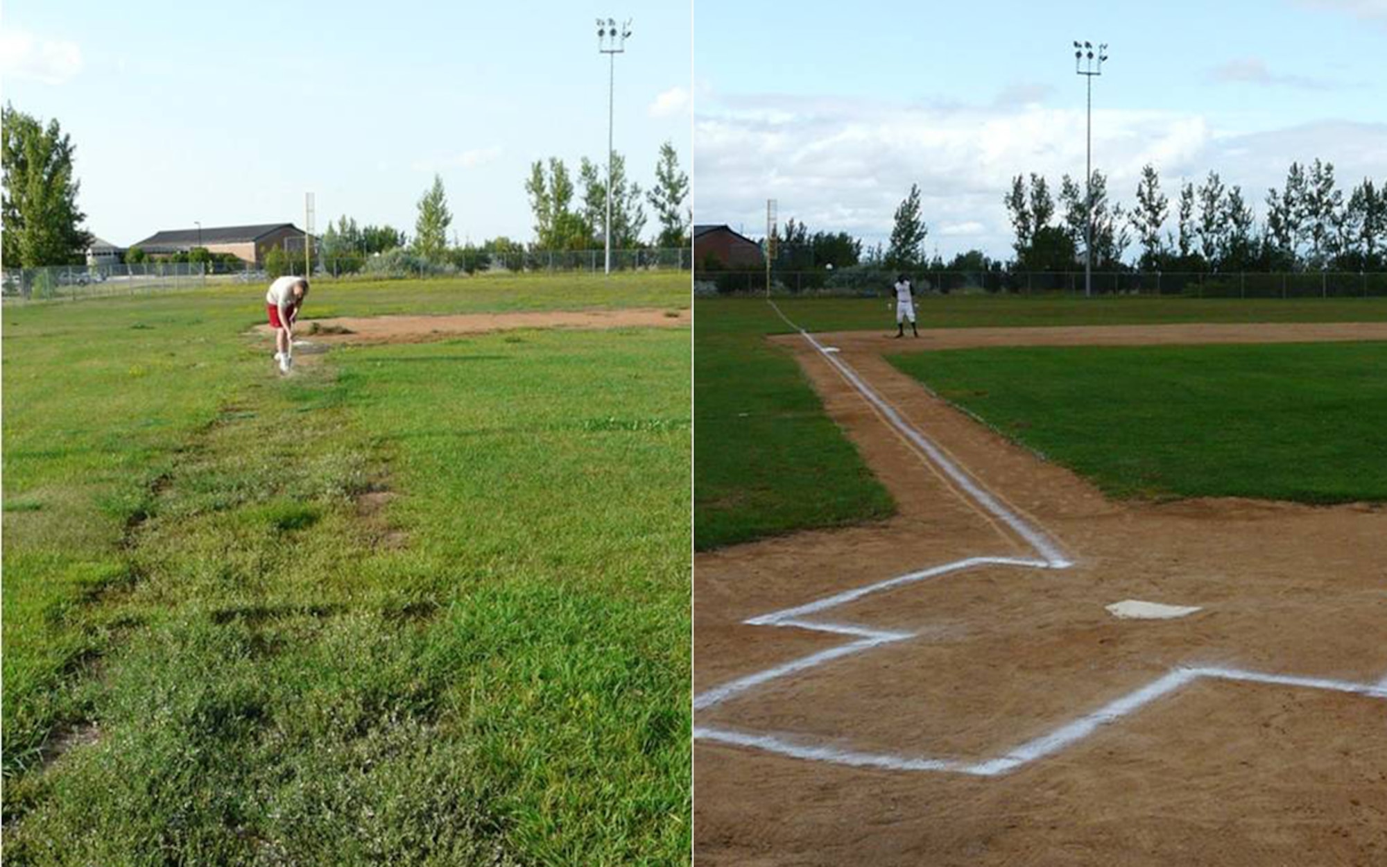 A jamboree is scheduled to happen Oct. 3 on a restored baseball field near the David C. Jones Youth Center here. This field was renovated recently by a group of Airmen from the 5th Aircraft Maintenance Squadron. (U.S. Air Force illustration by Senior Airman Michael Veloz)
