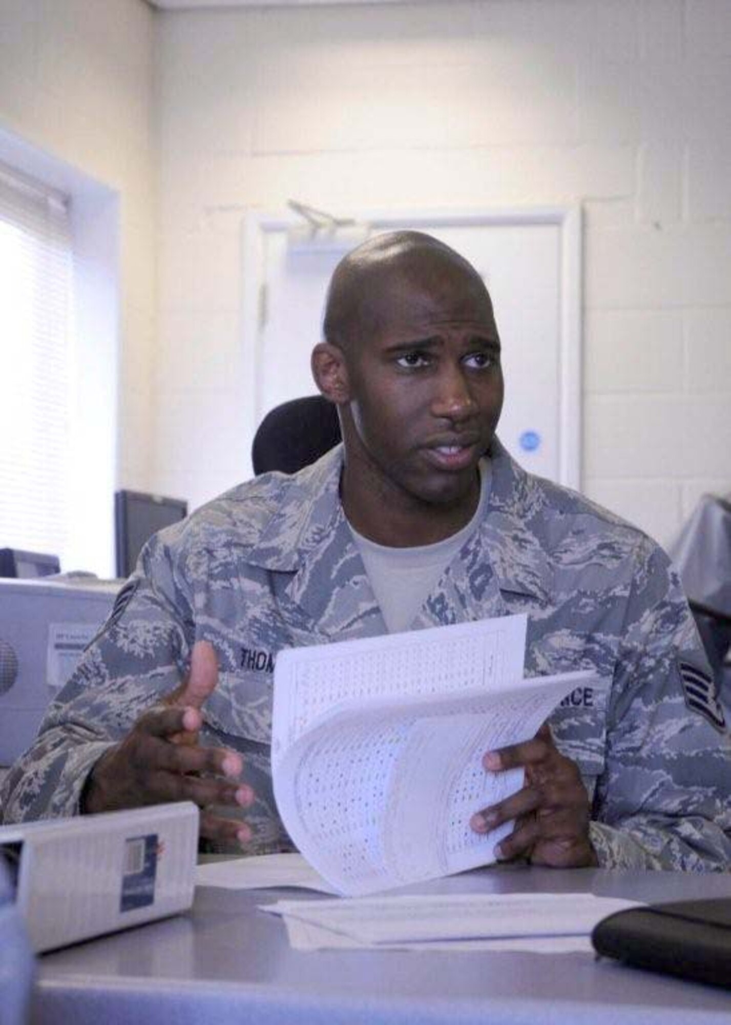 Staff Sgt. Leon Thomas, 48th Communications Squadron unit training manager, was nominated for the Liberty Spotlight by his chain of command because he practices the Air Force core value of "Excellence in All We Do." 
