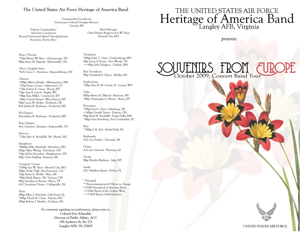 Concert Band Program October 2009 Page 1