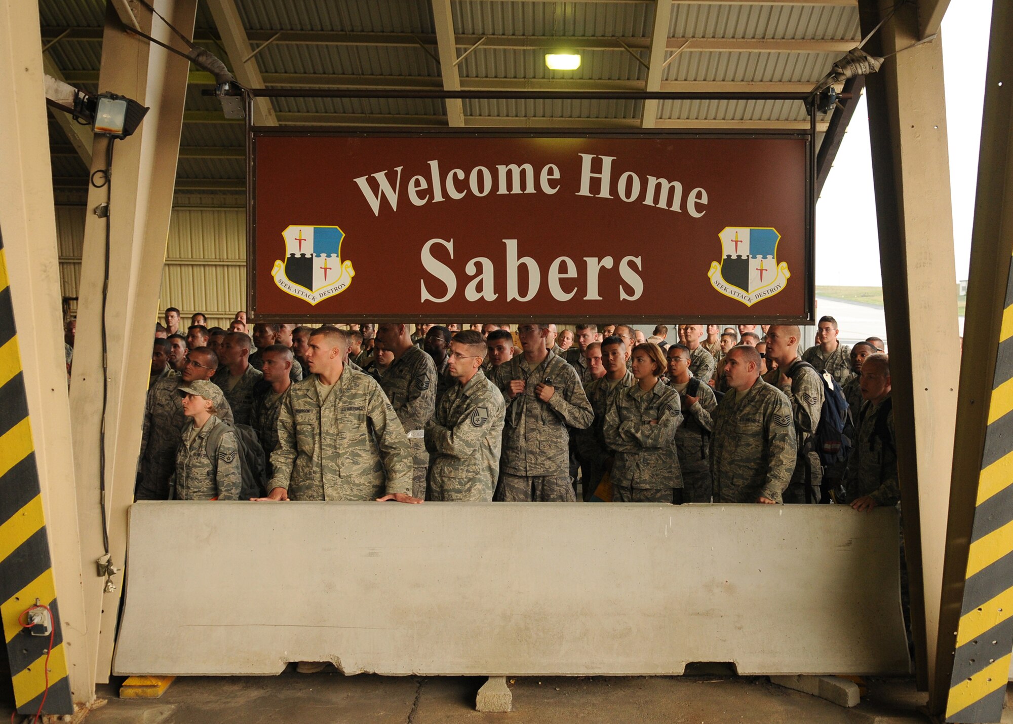 SPANGDAHLEM AIR BASE, Germany - Members of the 52nd Fighter Wing wait to process through customs Sept. 28. Spangdahlem Air Base deployed about 330 Airmen in support of Operation Iraqi Freedom. (U.S. Air Force photo/Airman 1st Class Nathanael Callon)