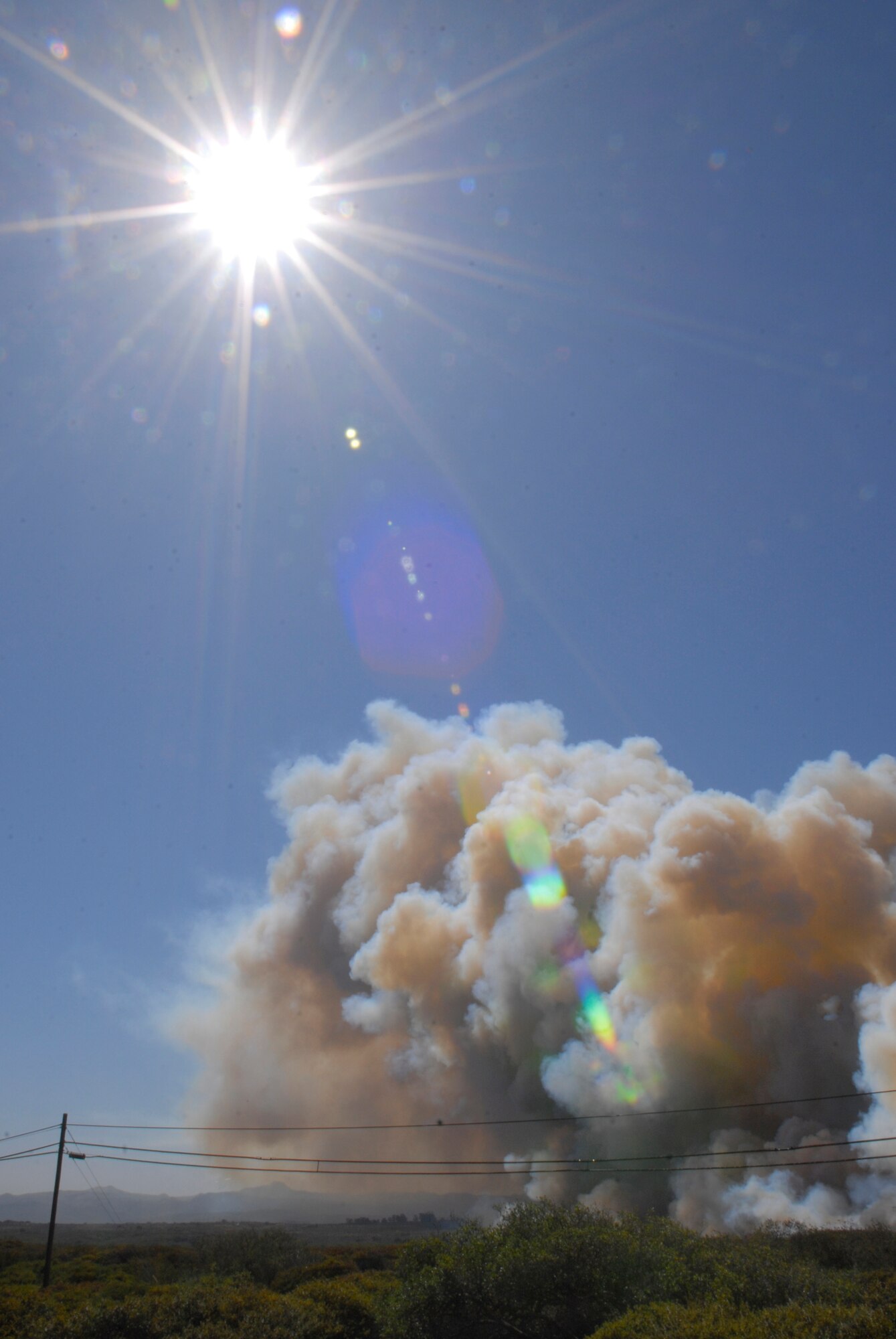 VANDENBERG AIR FORCE BASE, Calif. - Vandenberg and local fire departments respond to a fire started near Vandenberg Middle School  here Sept. 30 at approximately 11:45. Over 350 acres were burned by the fire. (U.S. Air Force photo/Senior Airman Andrew Satran)
