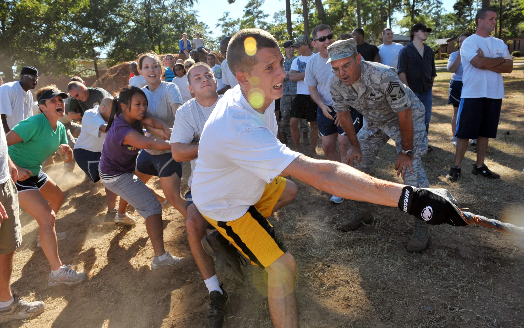 SHAW AIR FORCE BASE, S.C. -- Competitors of the 20th Logistics Readiness Squadron take their turn during the 2009 Viper Challenge tug-of-war competition, Sept. 29. The Viper Challenge is an annual event that allows unit teams to go head-to-head in different sporting events throughout the day. The team that accumulates the most points receives the coveted Commander's Cup. (U.S. Air Force photo/Senior Airman Kathrine McDowell)