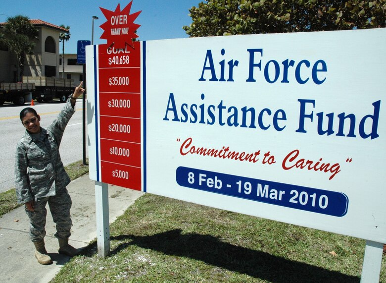 Air Force Assistance Fund Project Officer 1st Lt. Clarissa Lopez is quick to point out that this year’s fundraising campaign has yet again surpassed its goal, with a total of $40,960.30. While the campaign is officially over, donations are still coming in and will be accepted until May 1. Contact your AFAF unit key worker for details. (U.S. Air Force photo/Senior Airman David Dobrydney)