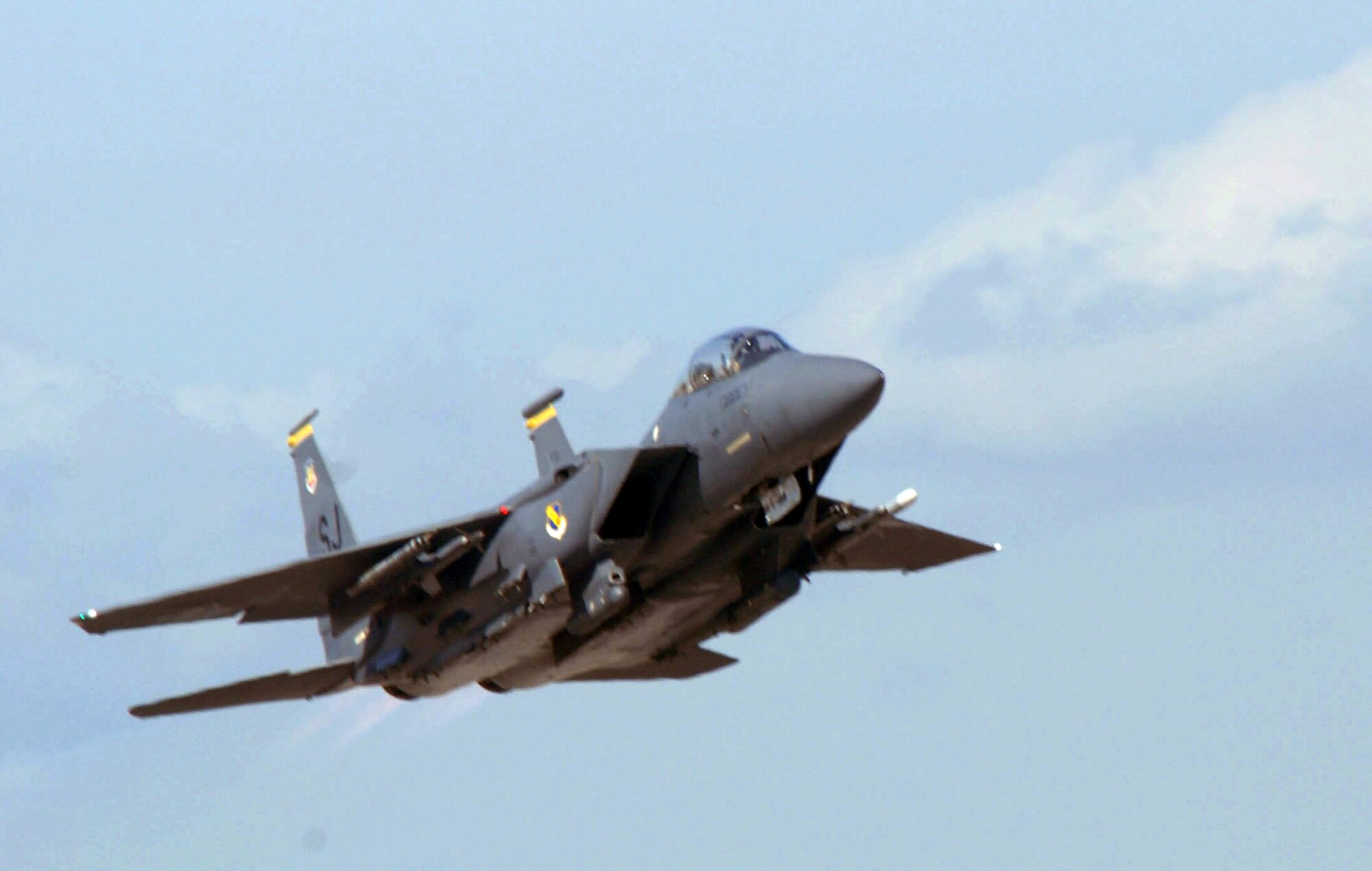 The F-15E Strike Eagle Demonstration Team will perform at Thunder Over The Empire at March Air Reserve Base on May 1 and 2. The F-15E is a dual-role fighter with two crew members, a pilot and a weapons systems officer, performing air- to-air and air-to-ground missions. An array of avionics and electronics systems gives the F-15E the capability to fight at low altitude, day or night, and in all weather, as well as the capability to fight its way to a target over long ranges, destroy enemy ground positions and fight its way out. (U.S. Air Force photo)