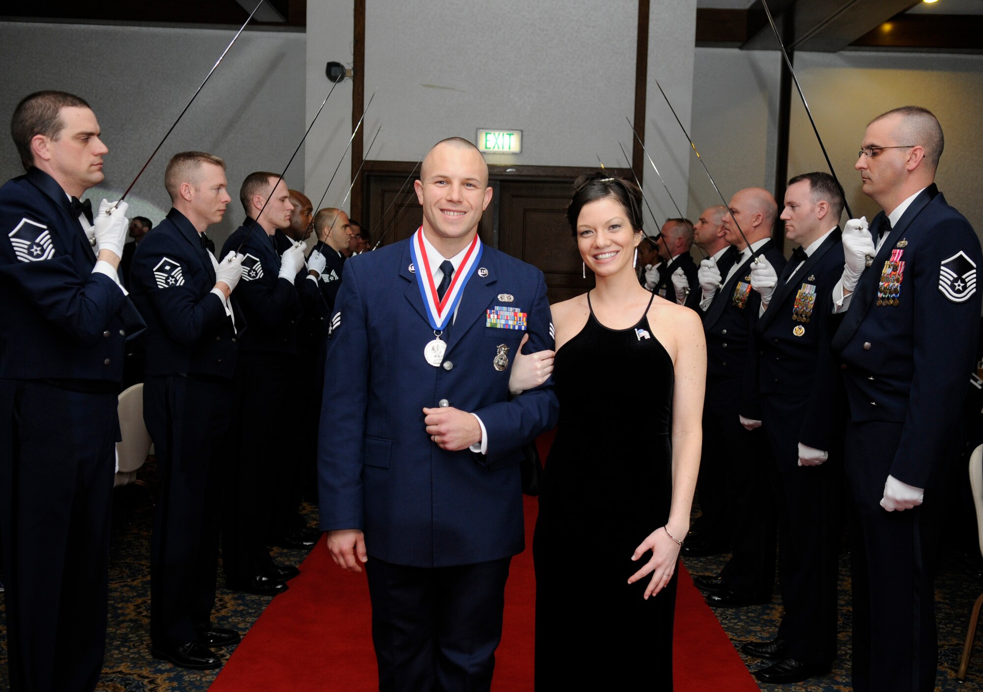 USAFE's Airman of the Year for 2009 at the the command's 12 Outstanding Airmen of the Year banquet at Ramstein Air Base, Germany April 2. (U.S. Air Force photo by Airman 1st Class Brittany Perry)
