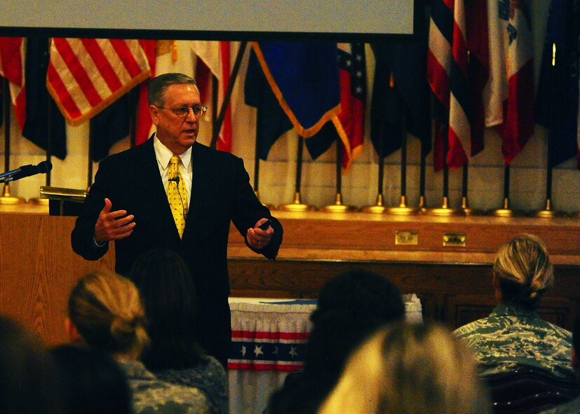 DYESS AIR FORCE BASE, Texas -- Robert J. Martin, Gavin de Becker & Associates representative and one of the nation’s leading experts on predicting and assessing violently inclined situations, speaks to the Dyess community and assesses active duty and dependents.Mr. Martin is a 28-year-old veteran of the Los Angeles Police Department, where he founded and commanded their threat management unit, which was the first of its kind in the nation. Gavin de Becker & Associates publish National Bestseller books such as, “The Gift of Fear,” and advise clients on the assessment and management of situations that might escalate to violence, and develops systems and strategies for improving high-stakes predictions. 