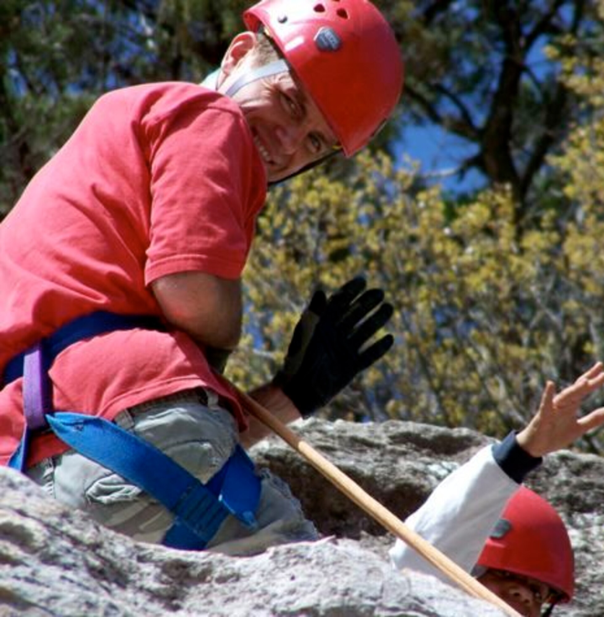 LAUGHLIN AIR FORCE BASE, Texas – Chaplain (Capt.) Kelvin Francis, 47th Flying Training Wing staff, rappels at Camp Eagle, located in the Texas Hill Country on the spring-fed Nueces River, during a weekend getaway sponsored by Laughlin’s base chapel recently. The Airmen also had the opportunity to ride an 800-foot zip line, rock climb and kayak. (contributed photo) 