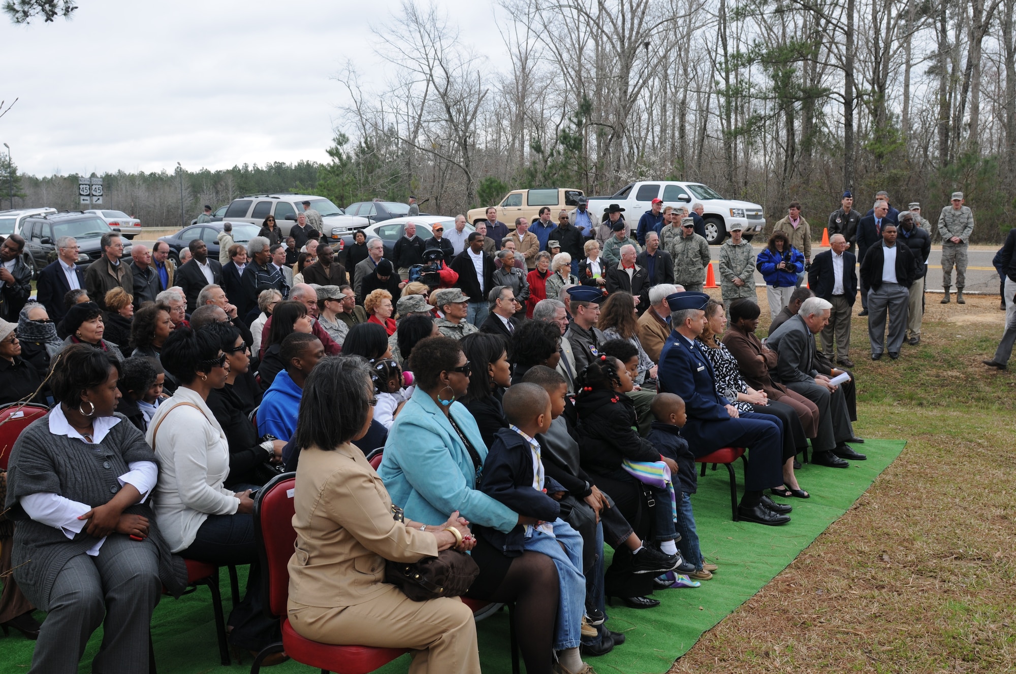 An audience watches at the dedication of the road to the Columbus AFB main entrance as the George "Happy" Irby Parkway March 26. (U.S. Air Force photo/Melissa Duncan). 