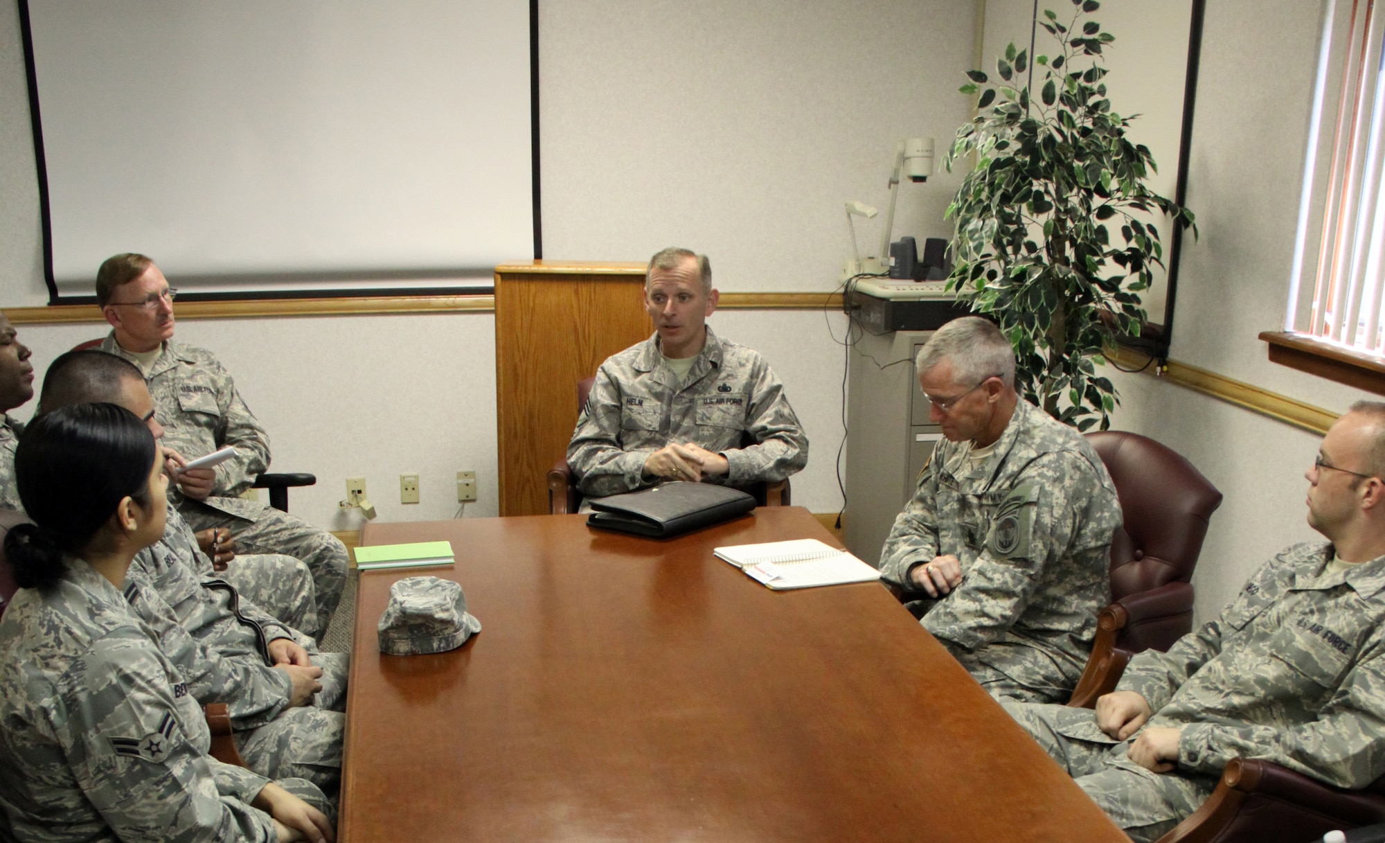 The Senior Enlisted Leader to the Commanding General, Army and Air Force Exchange Service visited Homestead Air Reserve Base, March 31. Chief Master Sgt. Jeffry Helm met with wing leadership and Airmen to discuss future plans and inspected the current AAFES facility. The group talked about ways to bolster support and awareness for the current shoppette, which will result in expanded support from AAFES. (U.S. Air Force photo/Ian Carrier)