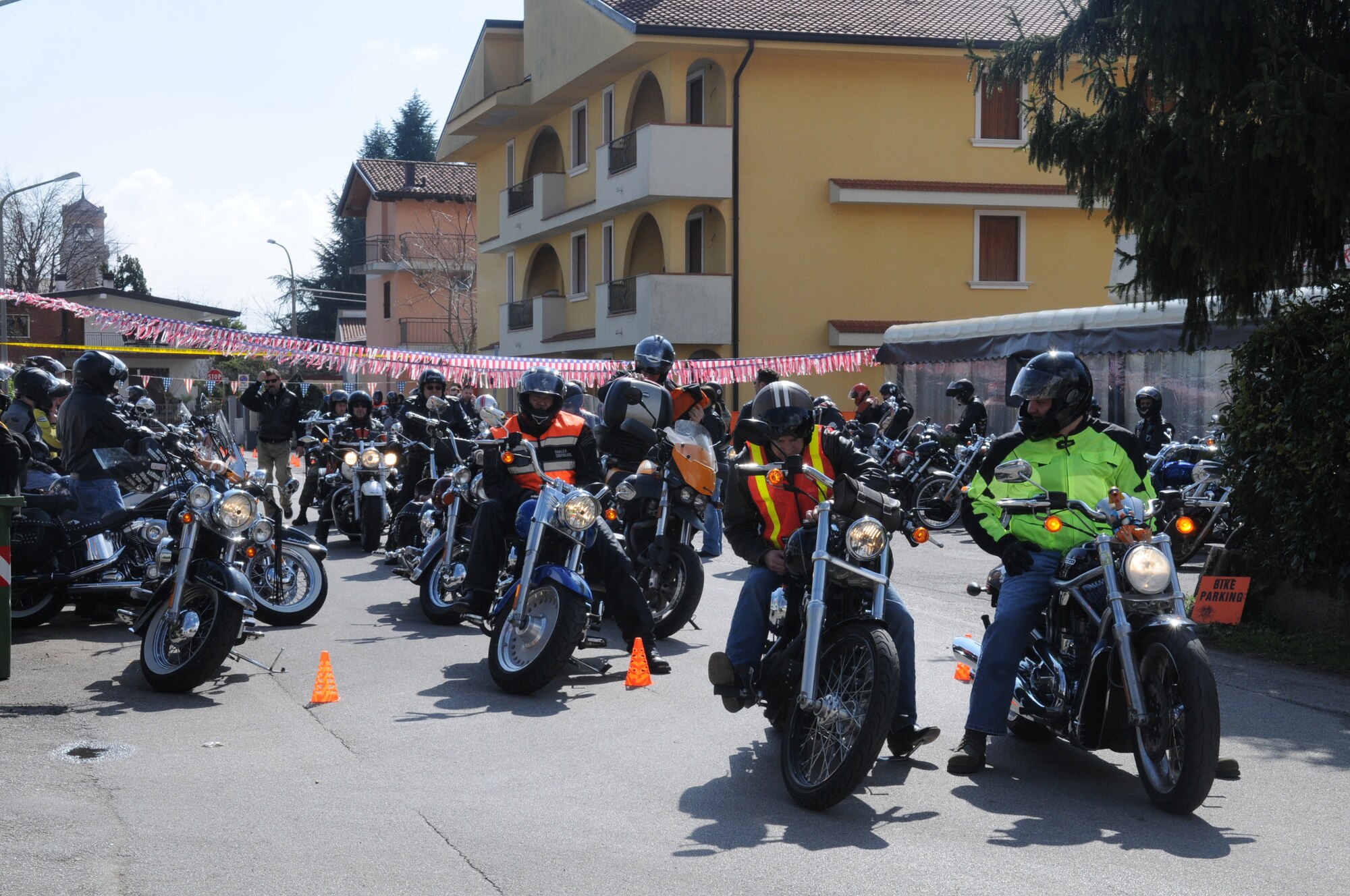 Motorcycle riders from Aviano met at a local restaurant on March 27, for the 18th annual blessing of the bikes ceremony. The blessing was given by a priest of Moudonna del Monte "Holy Lady of the Mountain" Church or as the Americans would say the “Chrome Dome” Church.  (U.S. Air Force Photo/Staff Sgt. MercedesKimble L. Crossland) 