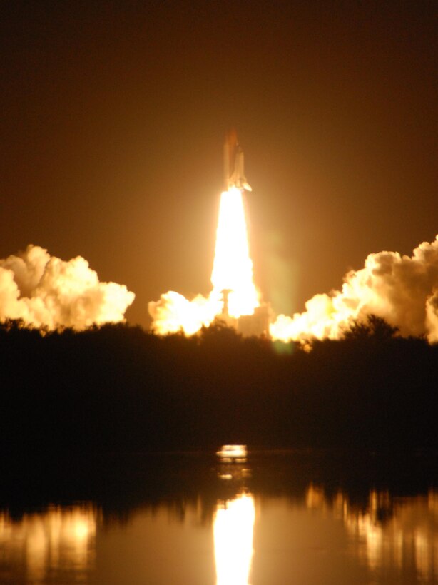 Lift off of space shuttle Discovery from Launch Pad 39A at NASA's Kennedy Space Center in Florida. (U.S. Air Force Photo by: Capt. Jared Scott)