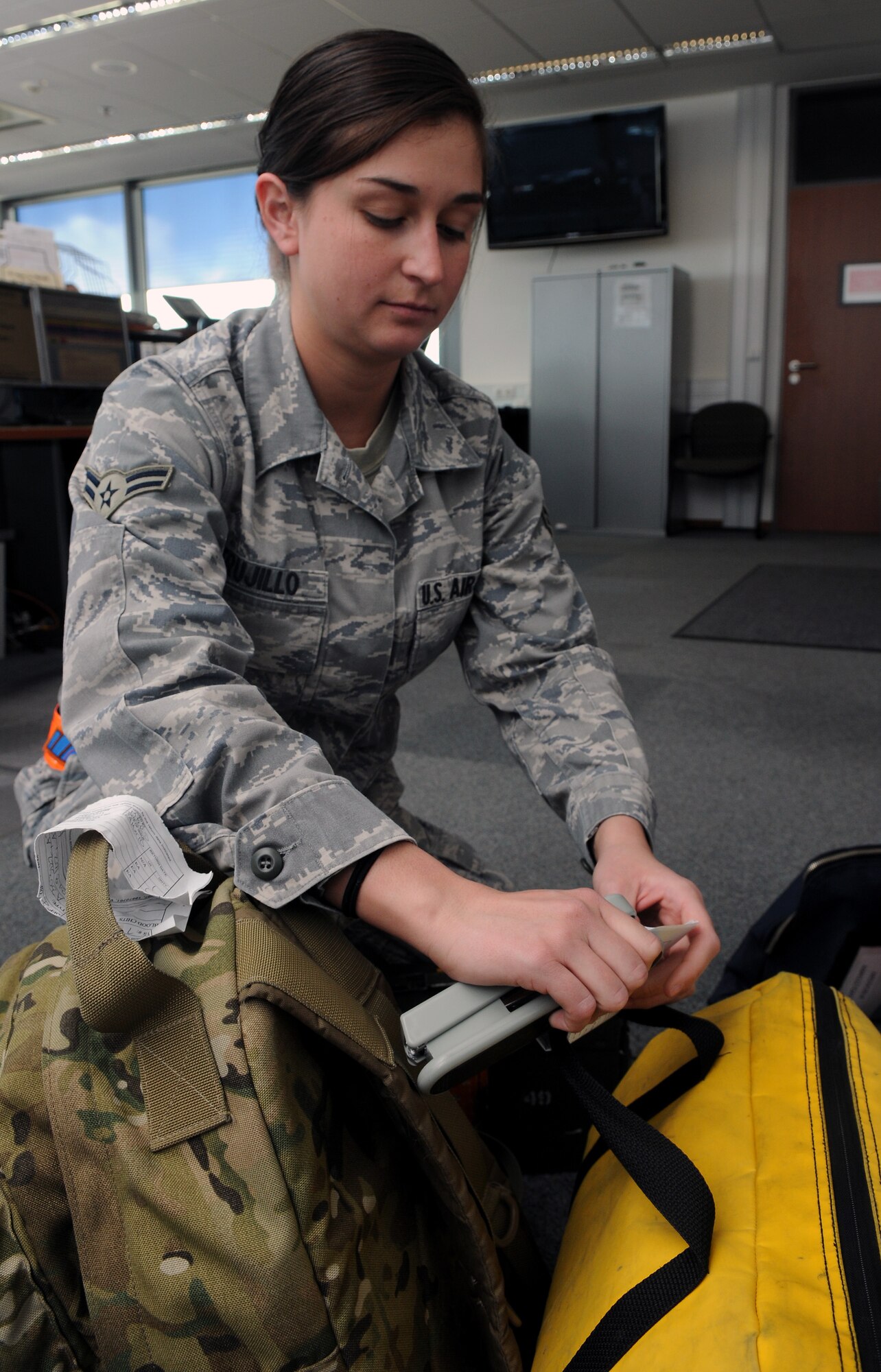 SPANGDAHLEM AIR BASE, Germany -- Airman 1st Class Jillian Trujillo, 726th Air Mobility Squadron, is the 52nd Fighter Wing's Top Saber Performer for the week of April 2 - April 8. (U.S. Air Force photo/Airman 1st Class Staci Miller) 