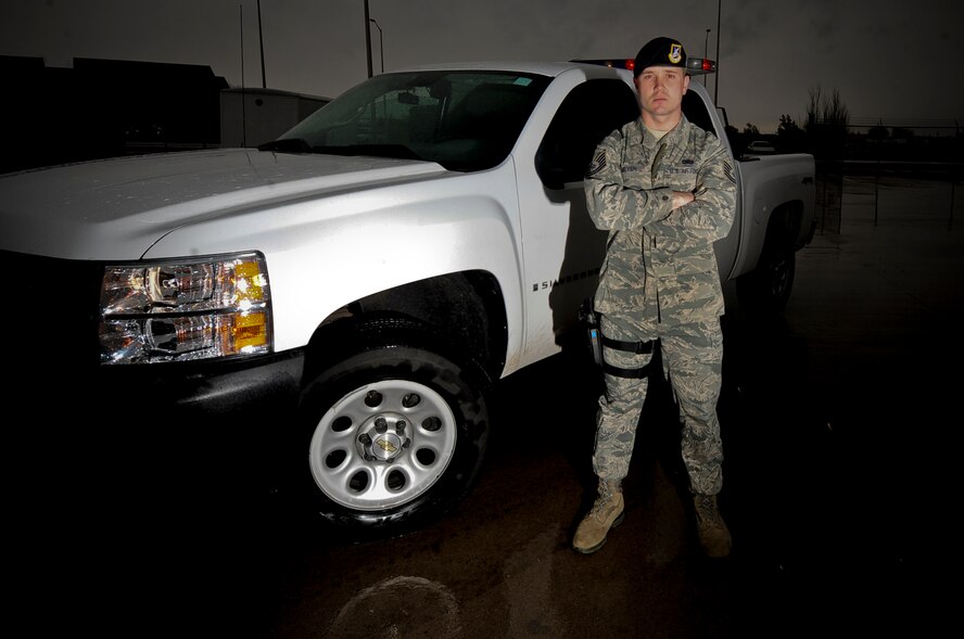 ELLSWORTH AIR FORCE BASE, S.D. - Tech. Sgt. Joel Meyer, 28th Security Forces Squadron flight chief, poses for a photo, April 6. Sergeant Meyer was selected as the 2009 Security Forces NCO of the Year. (U.S. Air Force photo/Airman 1st Class Joshua J. Seybert)