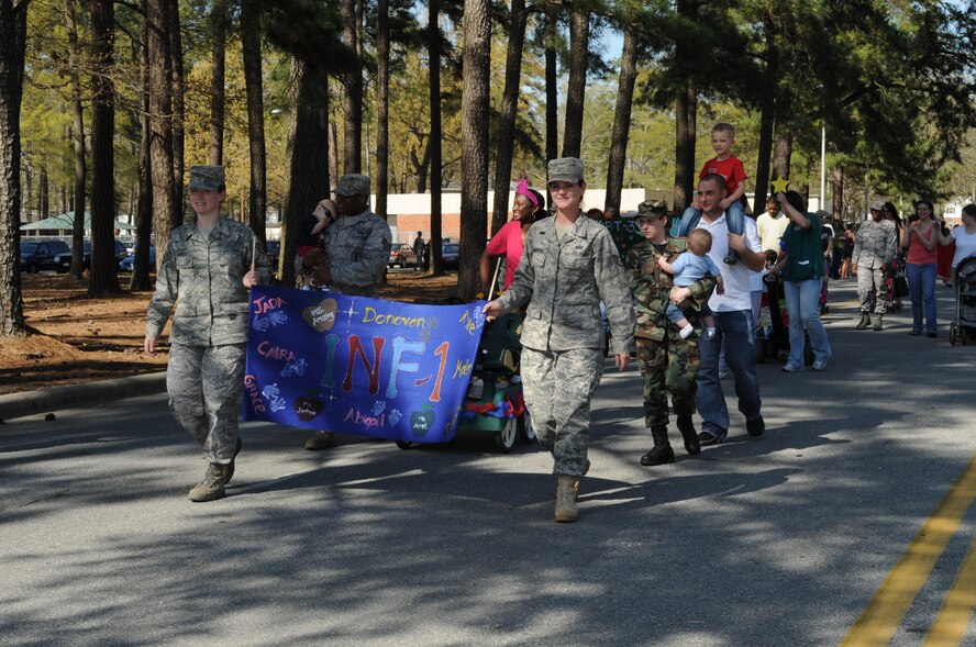 SEYMOUR JOHNSON AIR FORCE BASE, N.C. -- Parents and children from Team Seymour kicked off "Month of the Military Child" with a parade here, April 1, 2010. In America, more than 1.7 million children have at least one parent serving in the armed forces. (U.S. Air Force photo/Staff Sgt. Courtney Richardson)