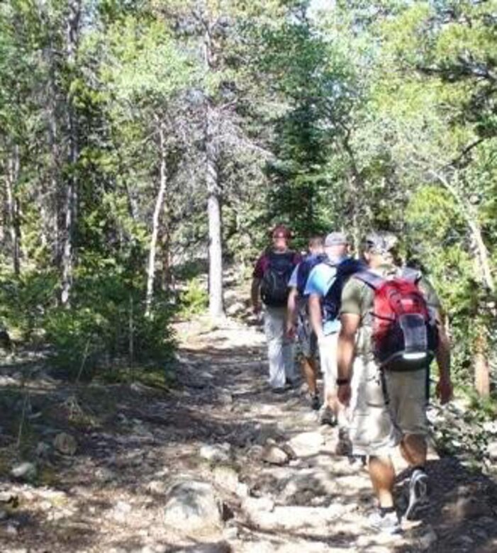 MOUNT HARVARD, Colo. - Schriever Airmen make their way up a trail on Mt. Harvard during a 2009 summer hiking trip. (courtesy photo)