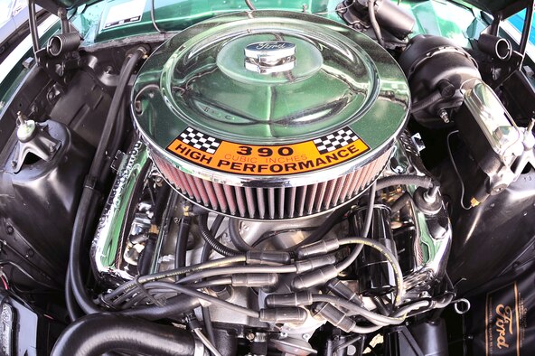 SHAW AIR FORCE BASE, S.C. -- David Marcelia displays the 390 cubic inch engine in his 1967 Ford Fairlane at the car show here April 3. The 2010 Shaw Car Show was sponsored by the Army and Air Force Exchange Service. (U.S Air Force Photo/Senior Airman David Minor)