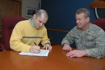 Brian Olson had no idea that he would be making Hooligan history when he decided to enlist into the N.D. Air National Guard on Feb. 5. (U.S. Air Force photo)