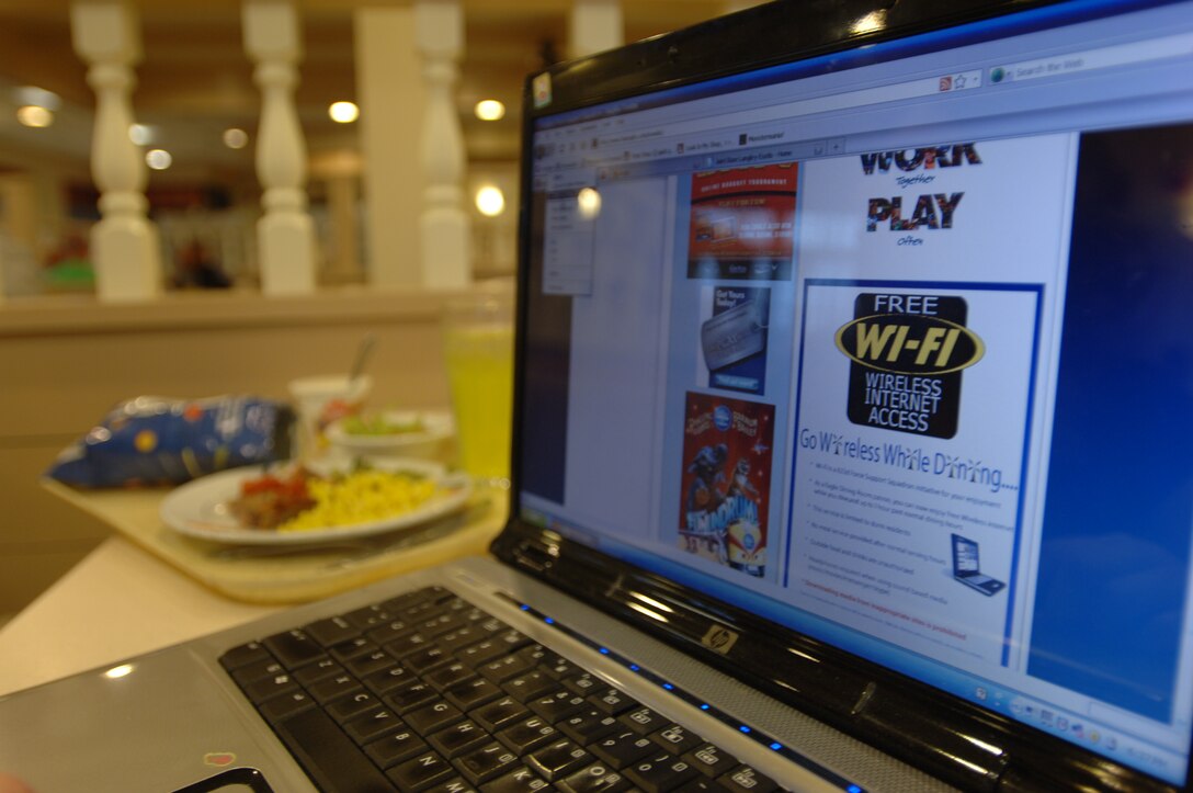 LANGLEY AIR FORCE BASE, Va. – While the service is free to Airmen, usage guidelines exist to prohibit illegally downloading copyrighted content and visiting inappropriate web sites. In addition, guests must use headphones when using sound-based media. (U.S. Air Force photo/Airman 1st Class Jason J. Brown)