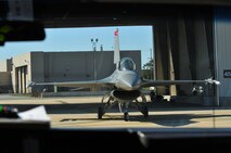 A U.S. Air Force F-16C Fighting Falcon piloted by Lt. Col. John DiDonna taxis towards the runway at Atlantic City International Airport on April 7th, 2010.  Colonel DiDonna is the 177th Operations Group Commander.  (U.S. Air Force photo/Staff Sgt. Matt Hecht) 