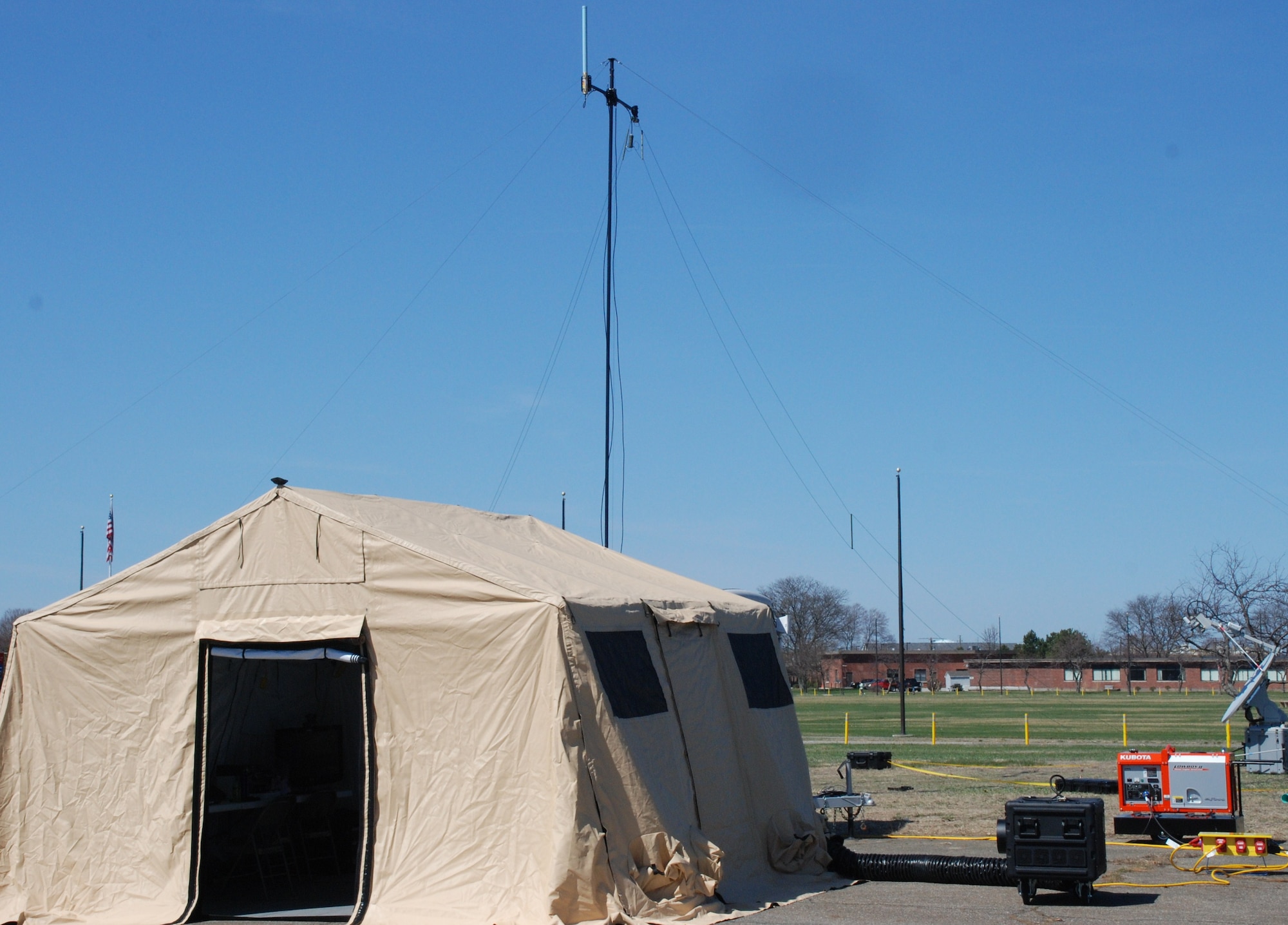 Members of the 439th Communications Squadron conduct an exercise with the Joint Incident Site Communications Capability system on Thursday, April 1. Westover is the first Air Force Reserve Command base to receive the JISCC 