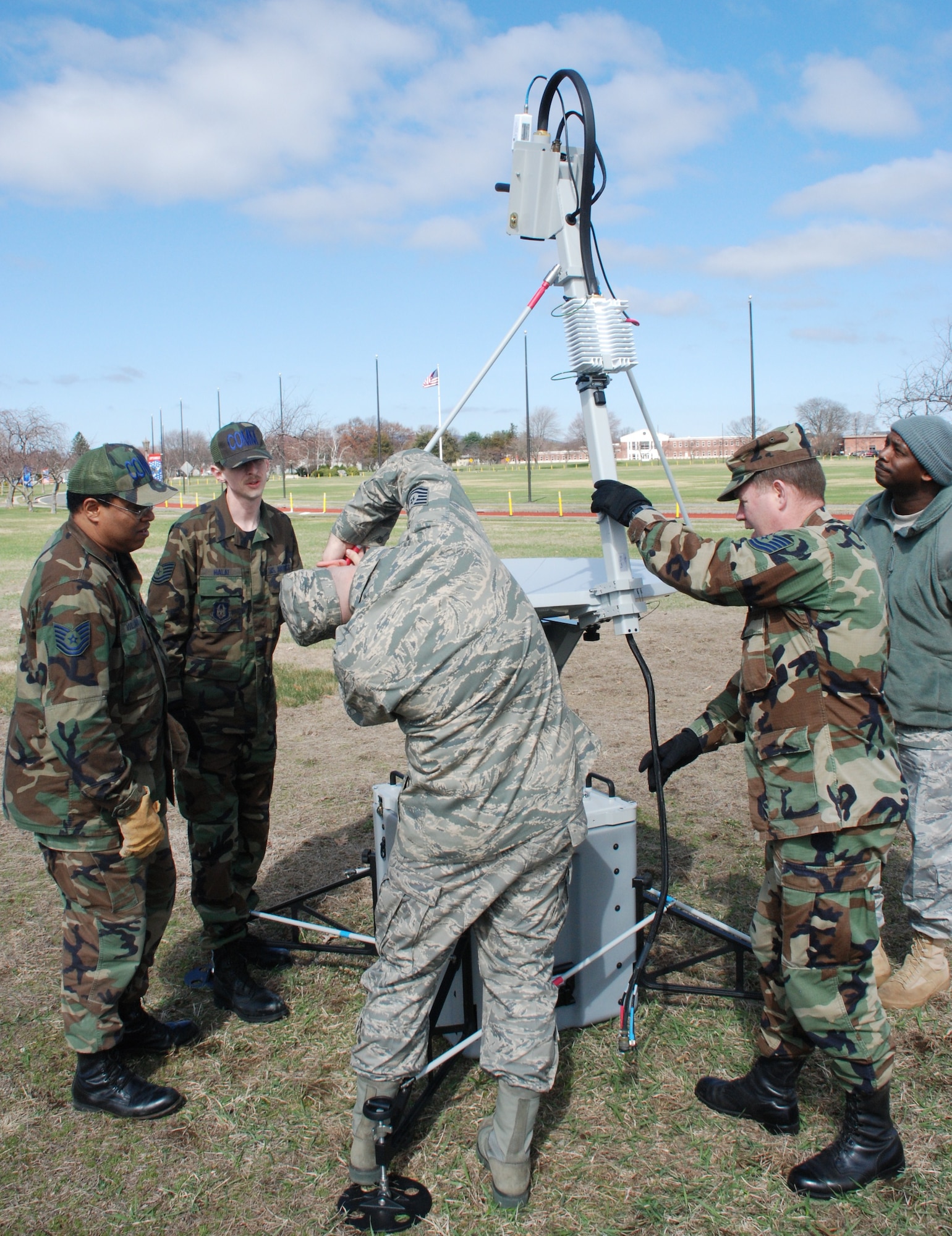 Members of the 439th Communications Squadron conduct an exercise with the Joint Incident Site Communications Capability system on Thursday, April 1. Westover is the first Air Force Reserve Command base to receive the JISCC 