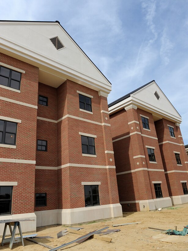 LANGLEY AIR FORCE BASE, Va. -- An Airman dormitory under construction is shown during the Base Civil Engineer Update Project Tour March 7. 633 CES is constructing and improving multiple facilities base-wide. (U.S. Air Force photo/Airman Rebecca Montez)