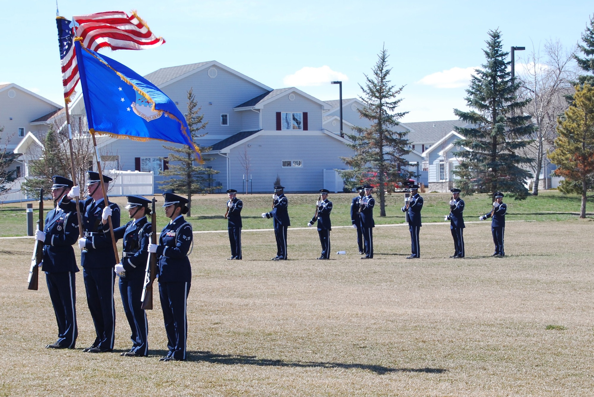 Members of the Malmstrom Air Force Base Honor Guard rendered a 21 gun salute during the memorial service for military working dog Kajo April 2. (U.S. Air Force photo/Airman 1st Class Kristina Overton)