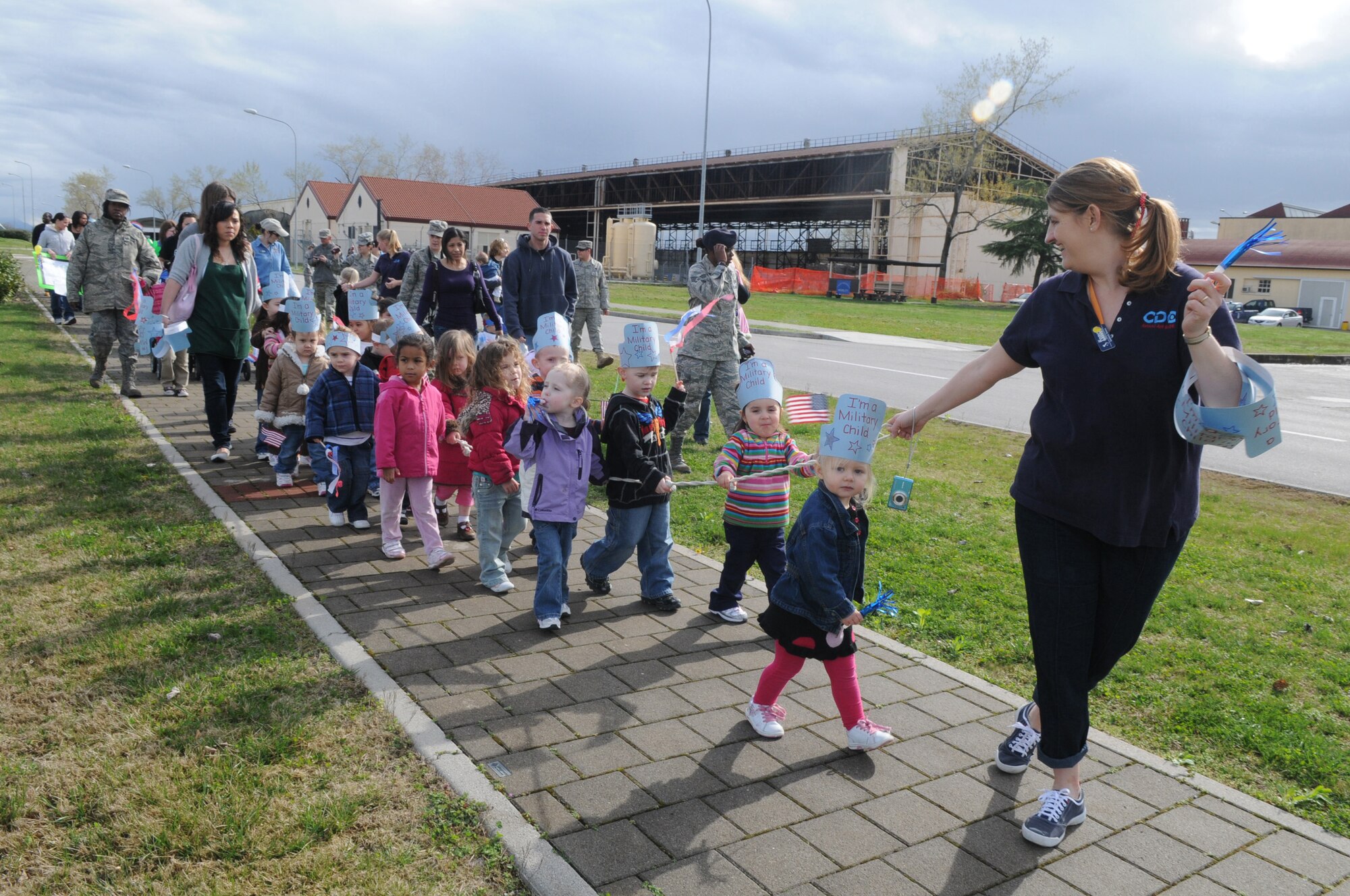 Preschoolers from the Aviano Child Development Center in Area F celebrate the kickoff of the Air Force's Month of the Military Child with a parade in which parents, family and friends were able to attend the salute their little Heroes. April was dedicated as the month for military children.
(U.S. Air Force photo/ Staff Sgt. MercedesKimble Crossland)
