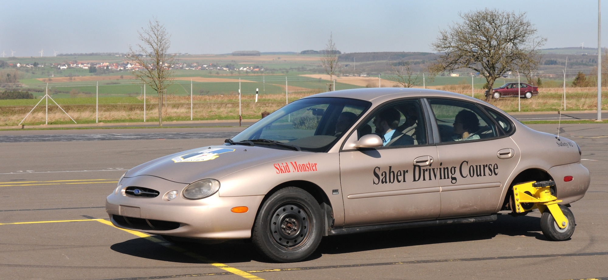 SPANGDAHLEM AIR BASE, Germany – Doctor of Philosophy, Jamie M. Morin, assistant secretary of the Air Force for Financial Management and Comptroller, drives the “Skid Monster” April 7. The “Skid Monster” is a vehicle designed to simulate typical driving situations where the driver could lose traction. (U.S. Air Force photo/Airman 1st Class Staci Miller)