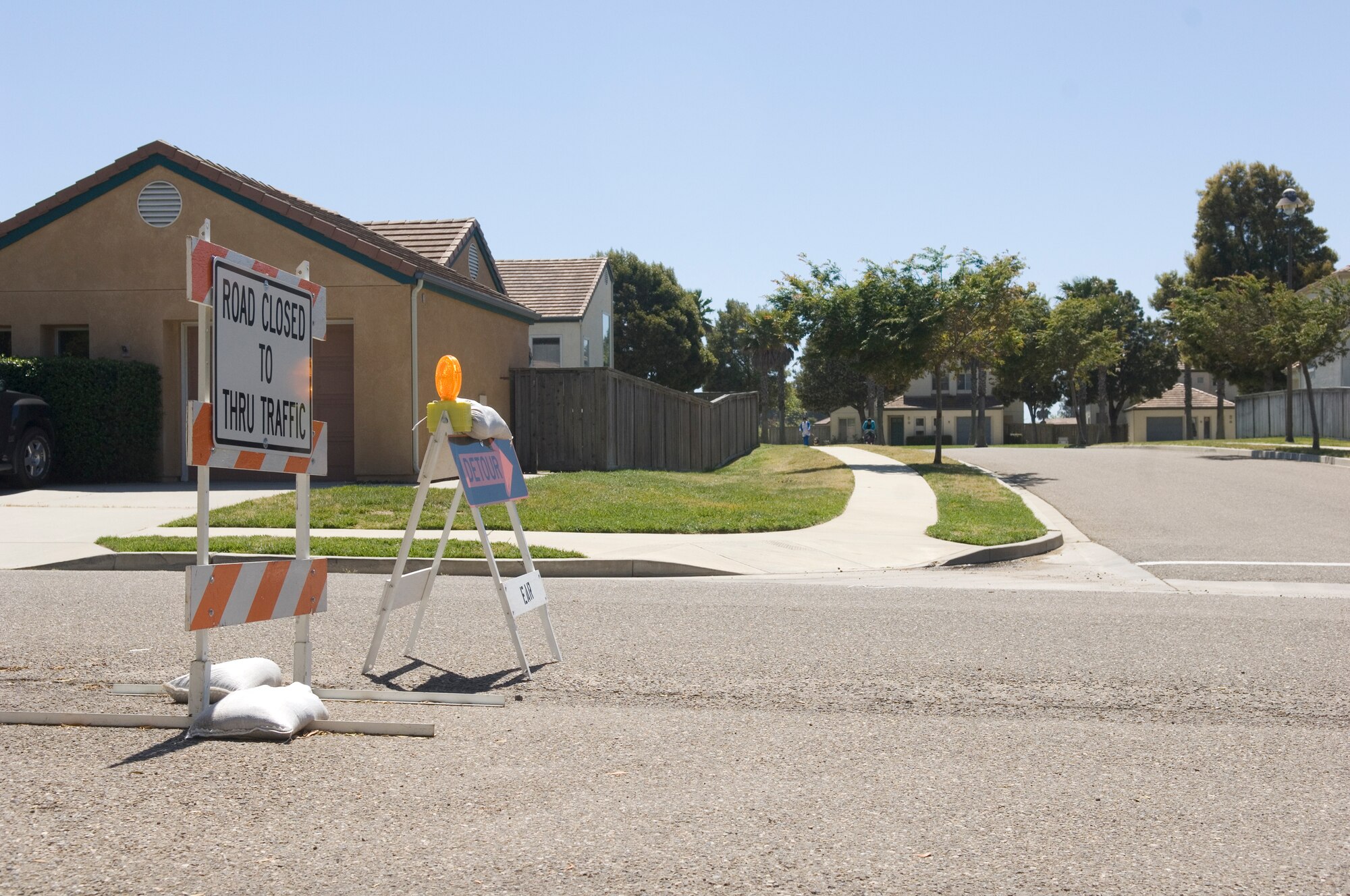 VANDENEBERG AIR FORCE BASE, Calif. – A section of Ocean Avenue is closed off during construction on Utah Avenue here Thursday, April 8, 2010. The construction will replace aging water pipes to improve quality of life in base housing. (U.S. Air Force photo/Staff Sgt. Levi Riendeau)