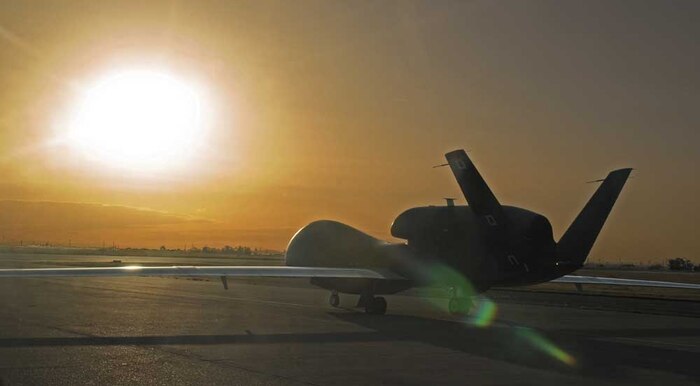 An RQ-4 Global Hawk taxis down the runway April 8 at Beale Air Force Base, Calif. The RQ-4 program will undergo an evaluation in October 2010. (U.S. Air Force photo by Airman 1st Class David Tracy)
